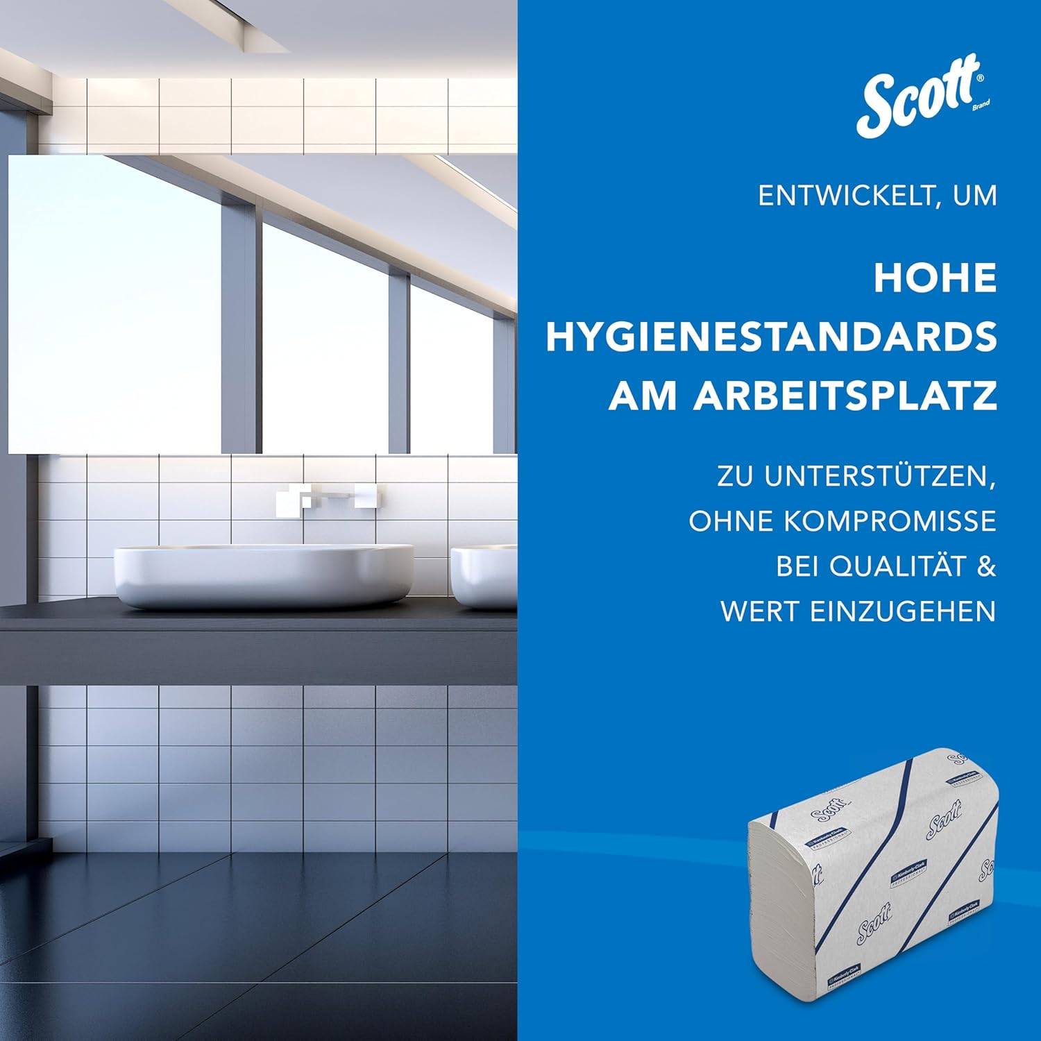 Thumbnail 6 de Scott Essential Papierhandtücher (weiß) mit Narrowfold – 12 Clips x 220 Falthandtücher, 100% Recyclingfasern