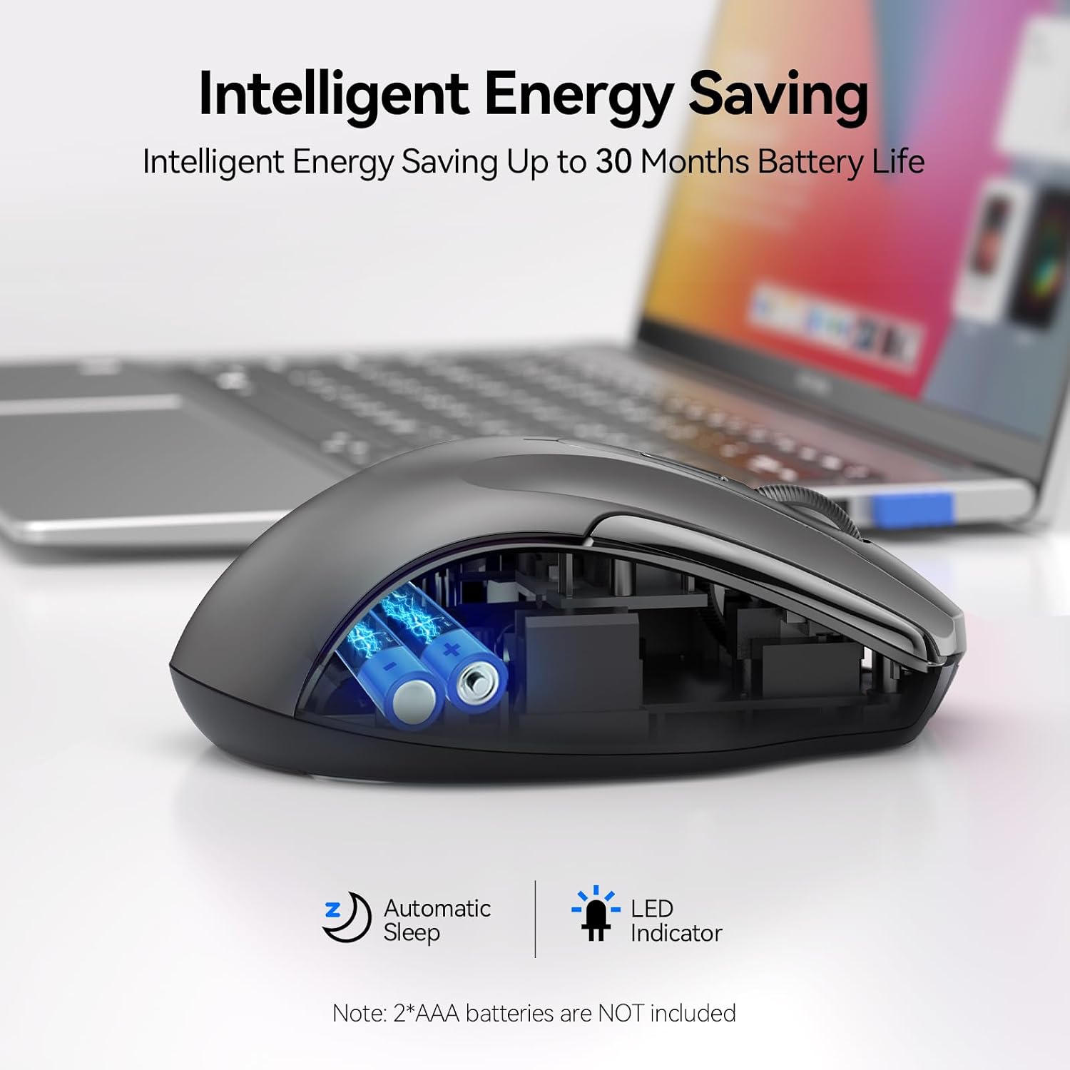 Detalle de TECKNET 865d0188-1581-442c-ab23-696633164807 Wireless Mouse, Dual Bluetooth/USB-A, 4800 DPI