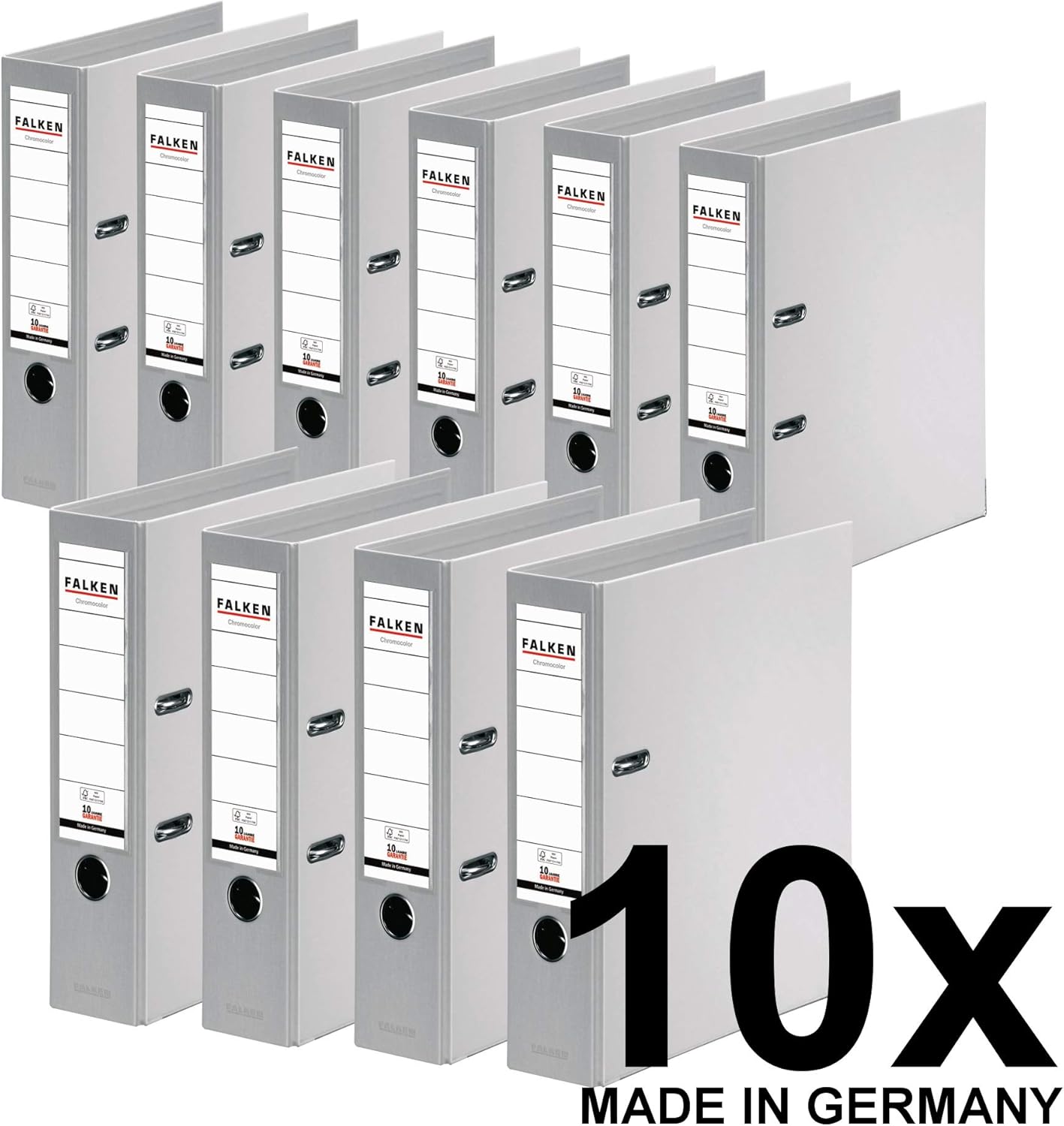 Detalle de Original Falken Chromocolor Premium-Ordner – 10er Pack, DIN A4, Grau