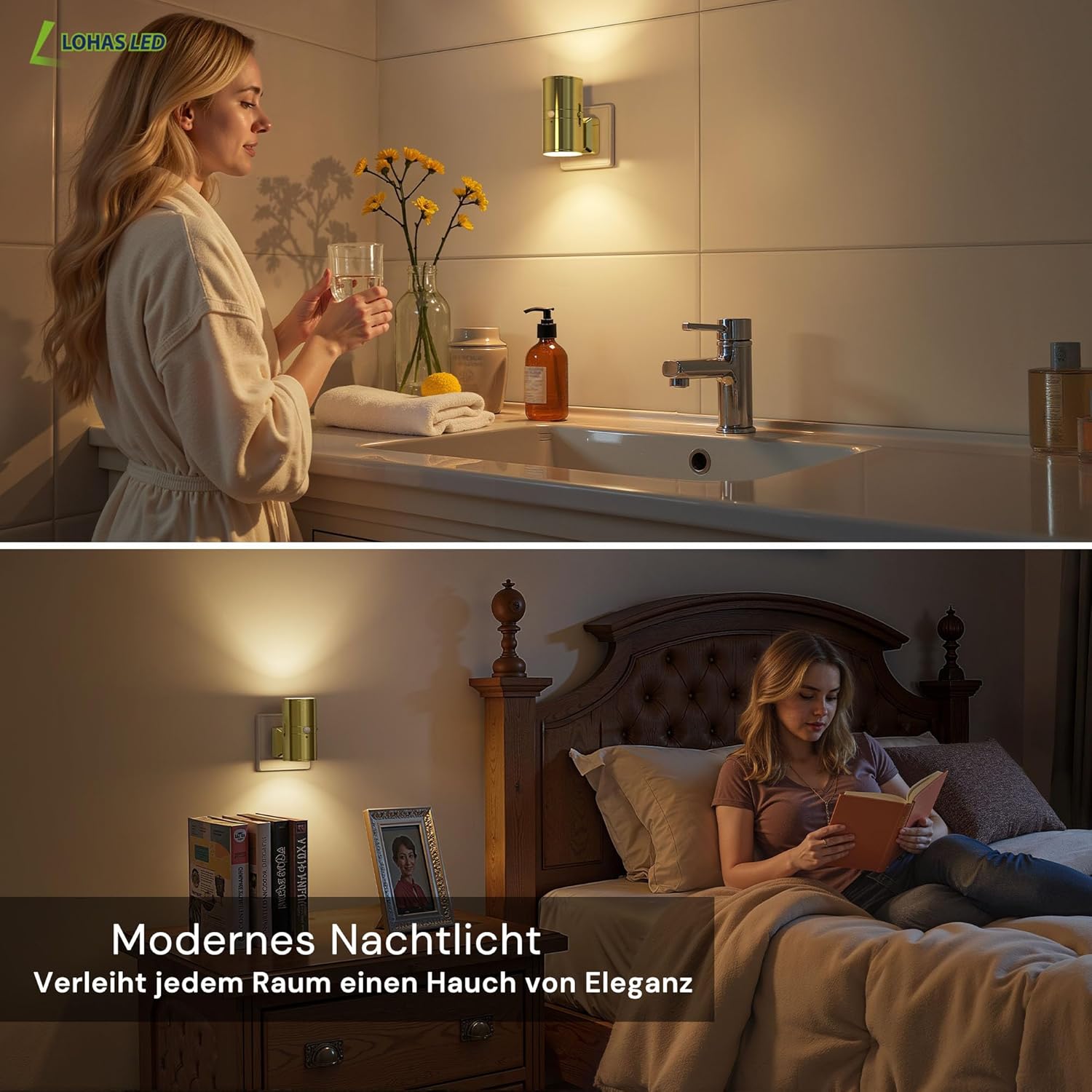 Thumbnail 5 de LOHAS-LED Nachtlicht mit Bewegungsmelder für Steckdose (warmweiß, dimmbar) – 2er-Set