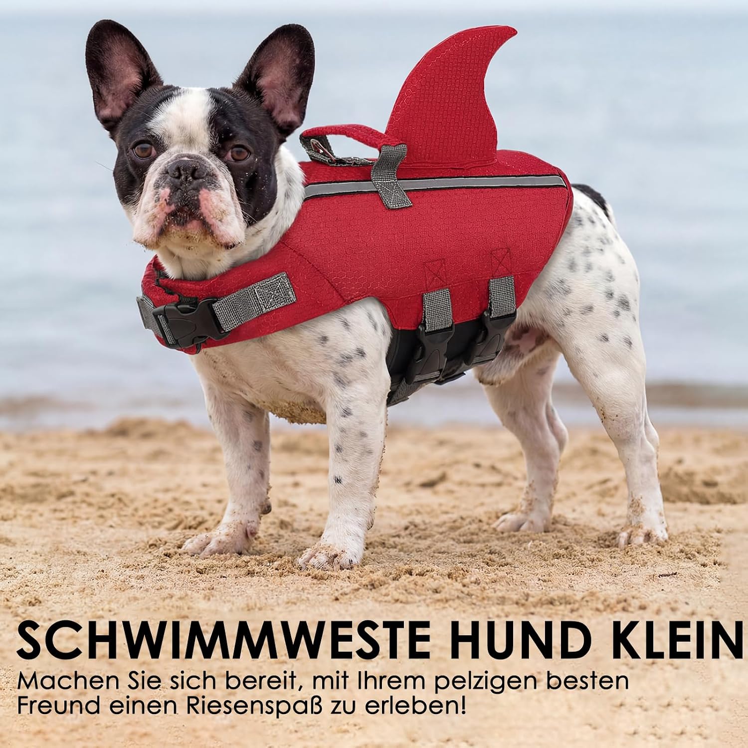 Detalle de AOFITEE Gilet de Sauvetage pour Chien avec Nageoire – Réglable pour Petits et Moyens