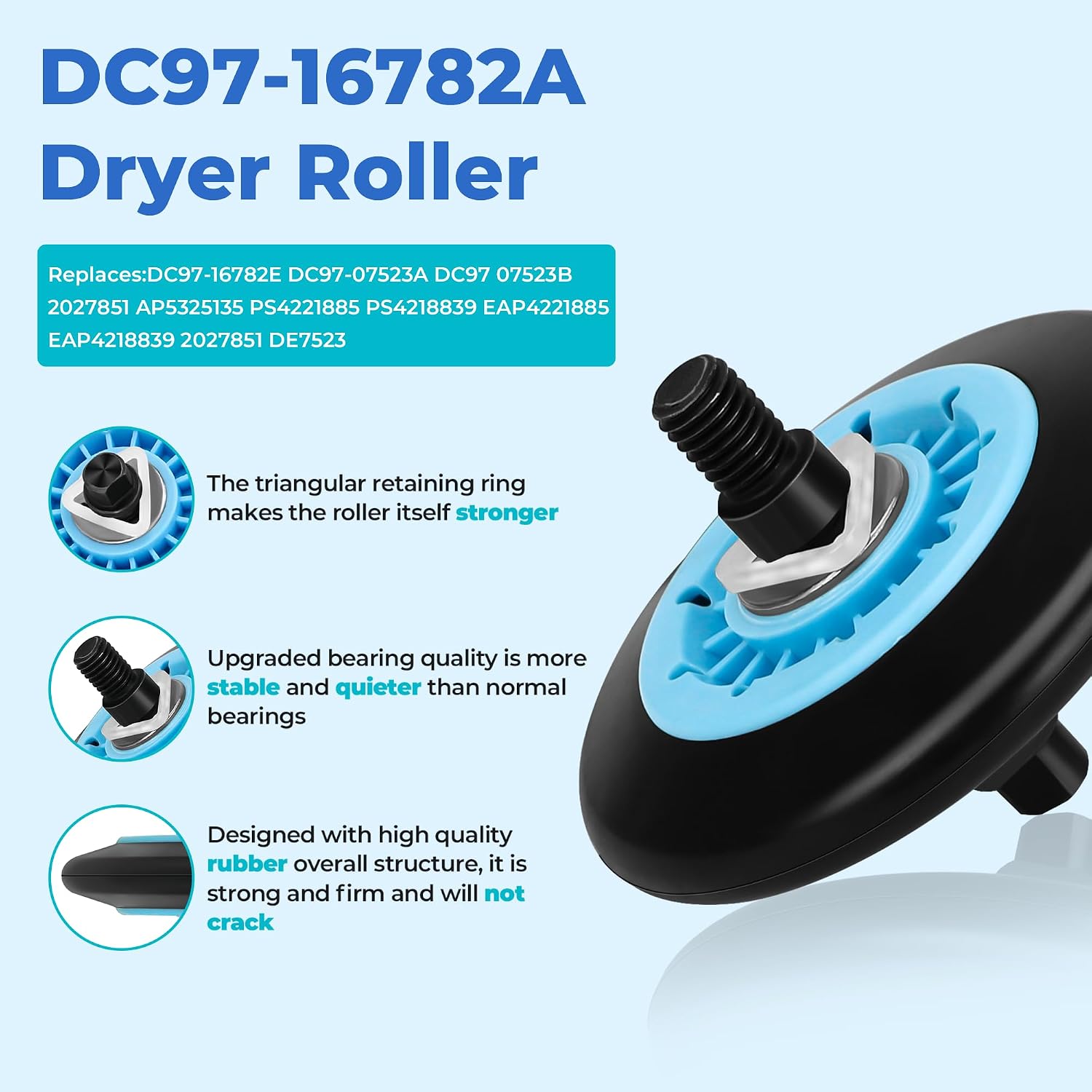 Detalle 1 de NISHCON DC97-16782A Dryer Roller Replacement Kit with Belt and Idler Pulley