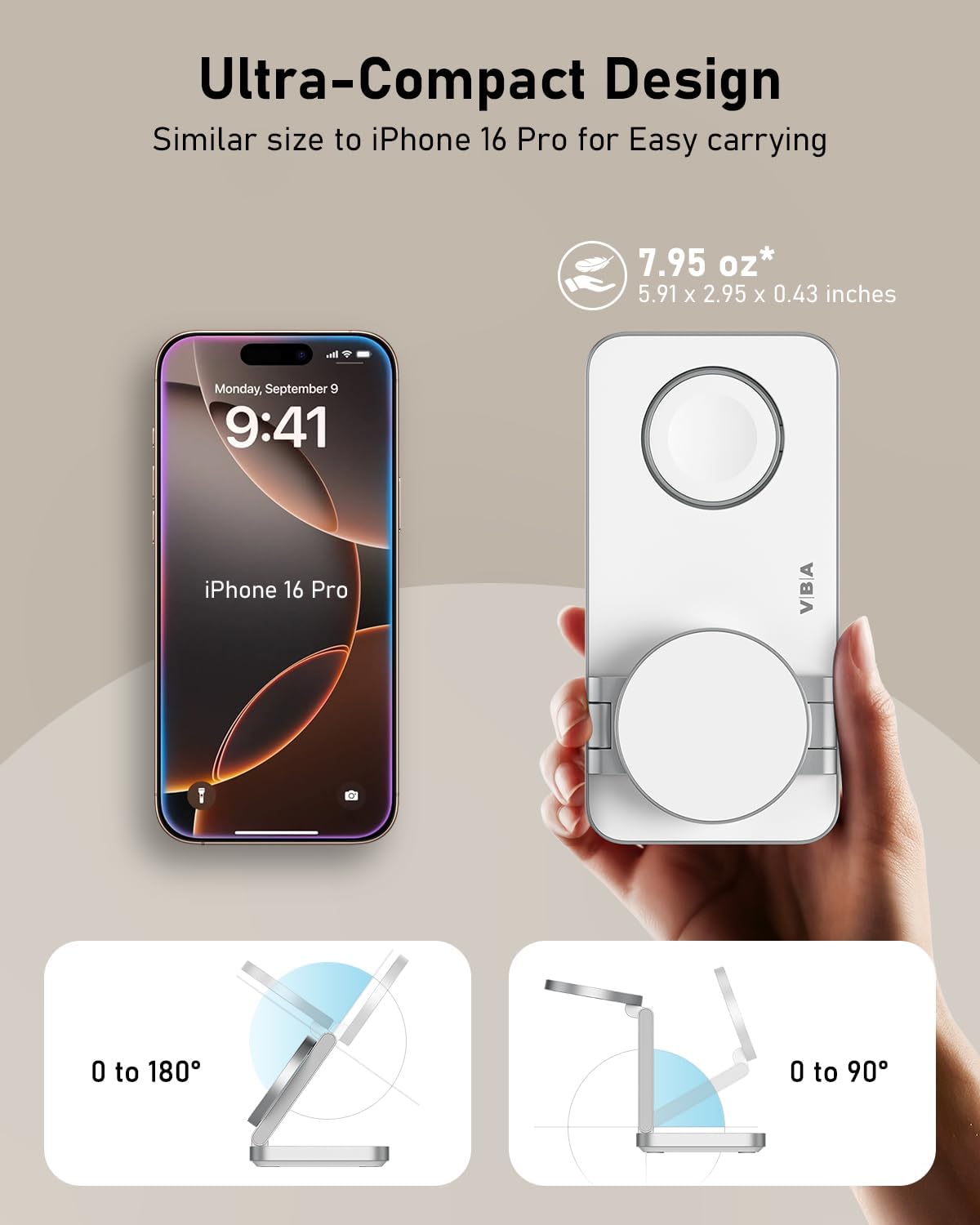 Detalle 2 de VBA 3 in 1 Wireless Charging Station for iPhone, Apple Watch, AirPods