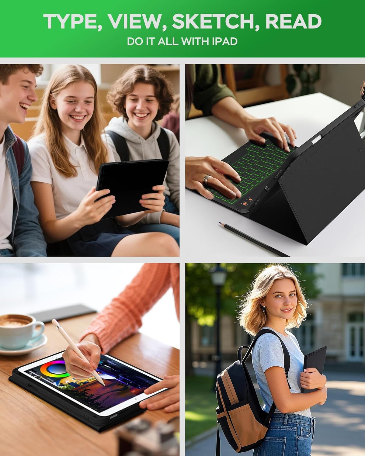Thumbnail 6 de Senyoson Keyboard Case for iPad 9th/8th/7th Gen 10.2" — 7‑Colour Backlit, Detachable Keyboard & Pencil Holder