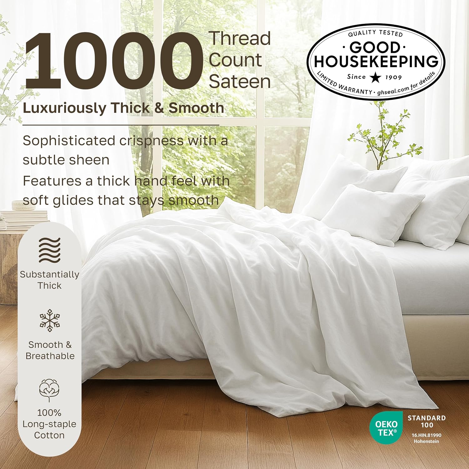 Thumbnail 2 de California Design Den King Size Sheets Set - 1000 Thread Count Cotton King Bed Sheets 📏