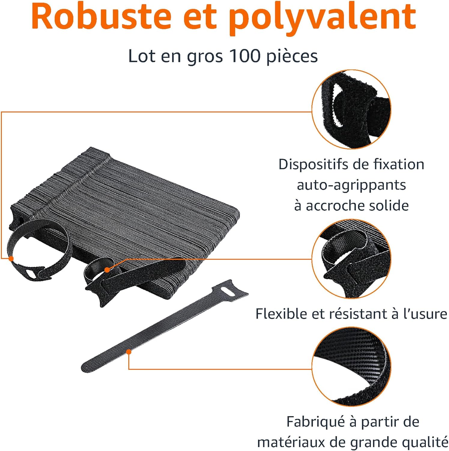 Thumbnail 1 de Amazon Basics Serre-câbles 100 pièces