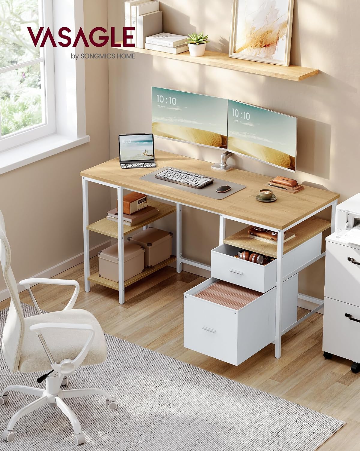 Thumbnail 1 de Computer desk with storage 60 x 140 cm