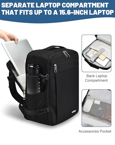 Detalle 2 de MOCOCITO Mochila de cabina para avión 40x20x30 cm (expandible hasta +5 cm) impermeable, con compartimento para portátil 15,6”
