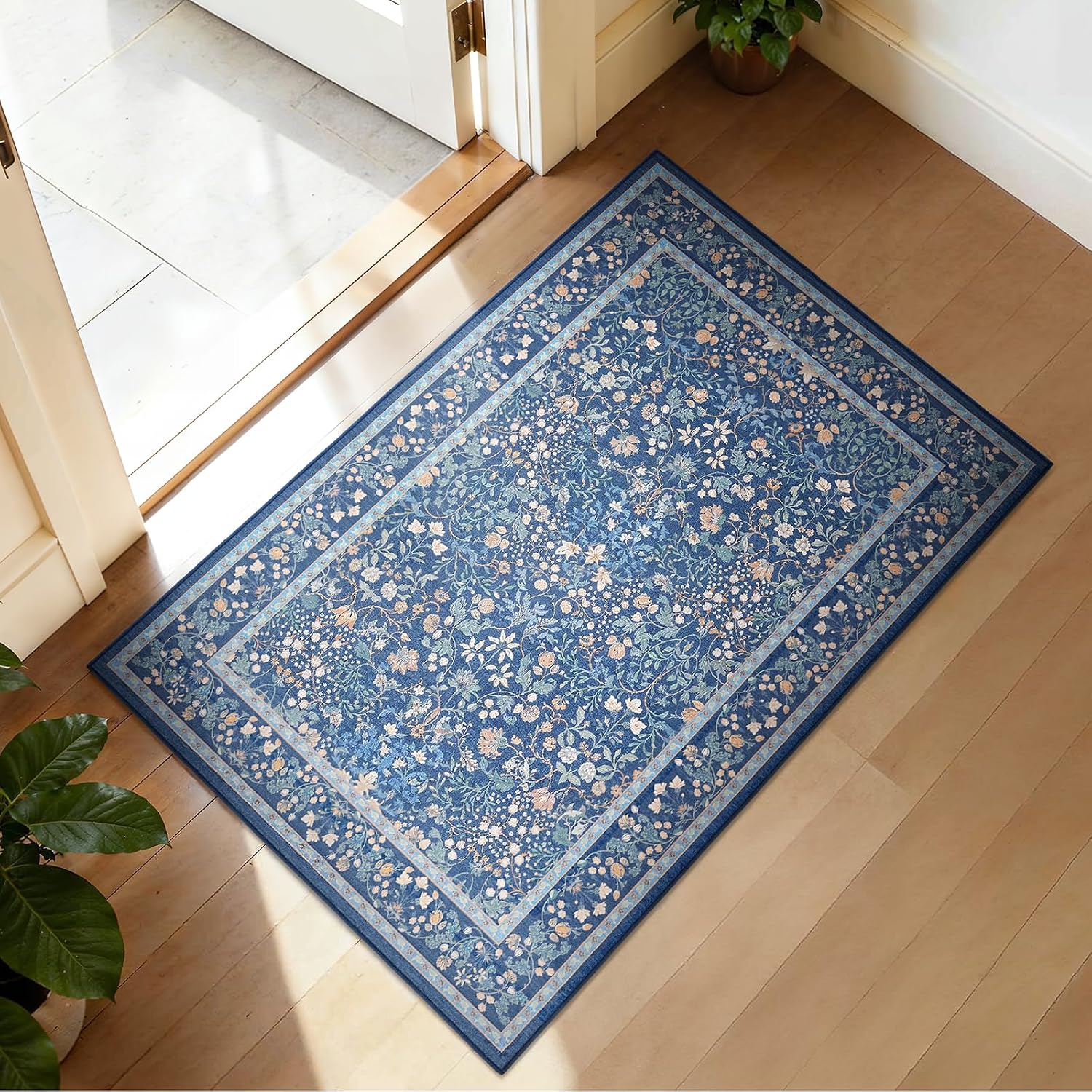 Detalle de Area Rugs 8x10 Washable Floral Rug for Living Room