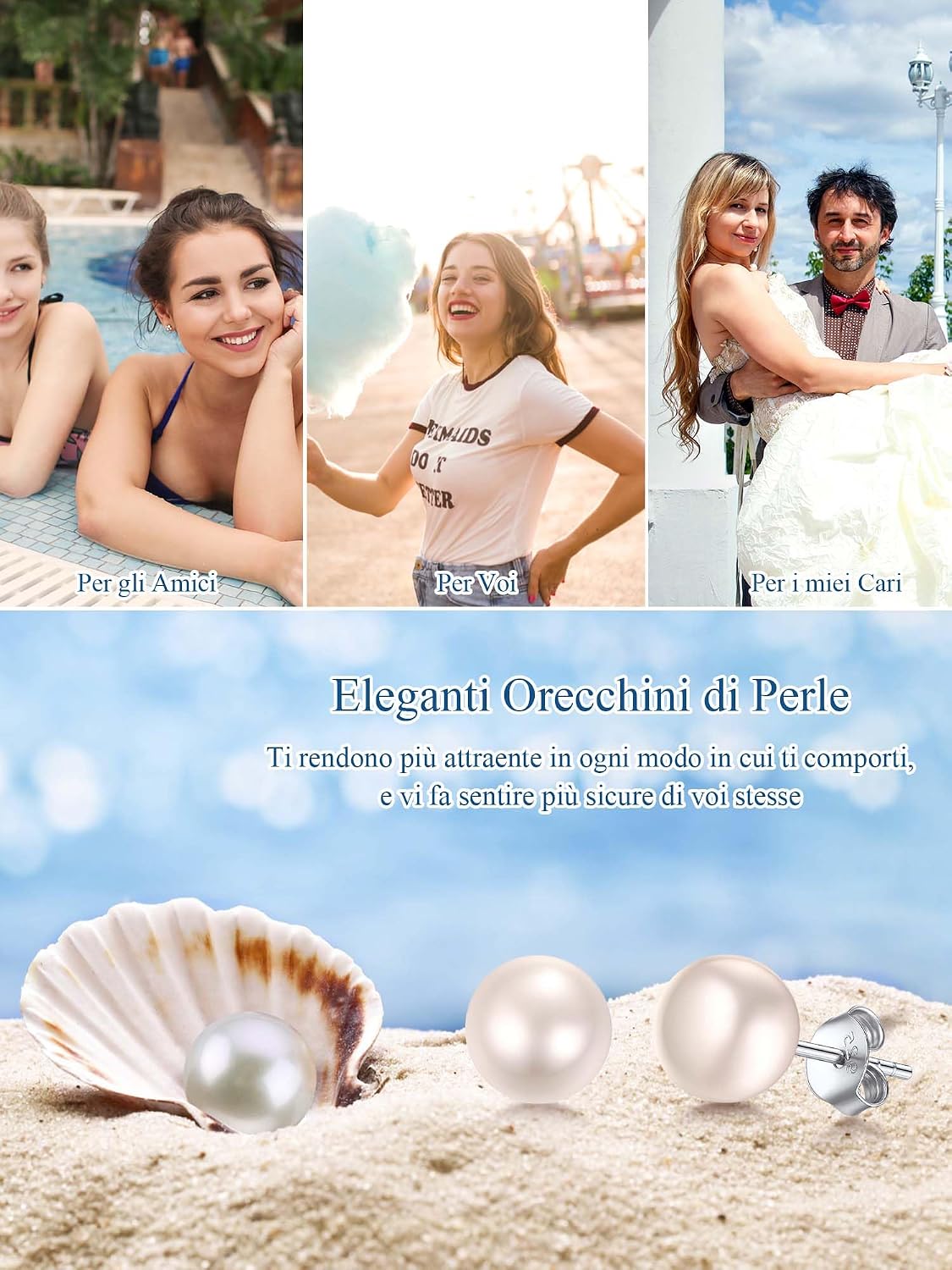 Thumbnail 6 de ChicSilver Orecchini Perle Donna Argento 925 – Varie Dimensioni 4/6/8/10 mm