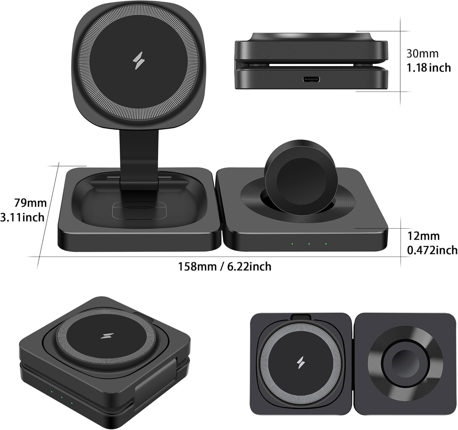 Thumbnail 6 de 3 in 1 Foldable Magnetic Wireless Charging Station for iPhone, Apple Watch and AirPods – Travel-Friendly