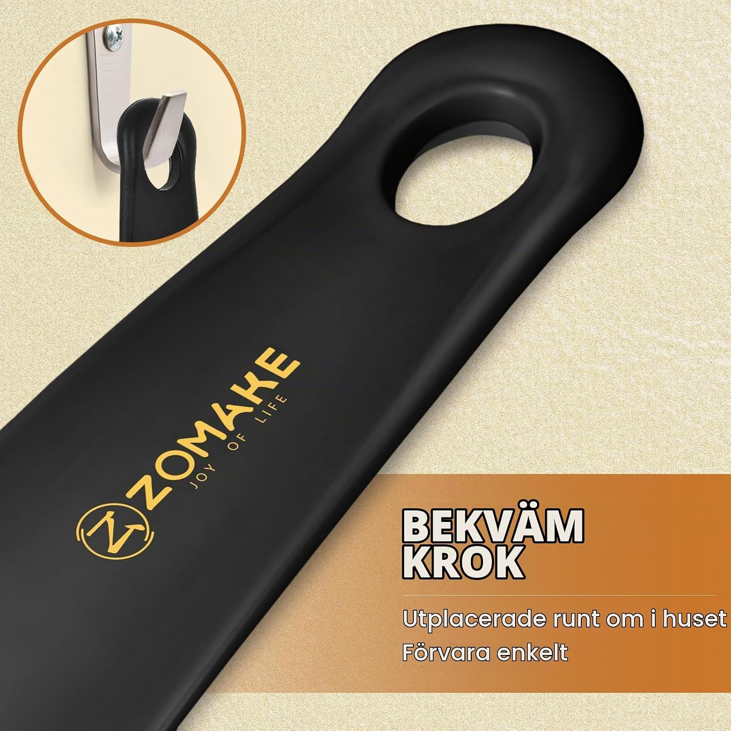 Detalle 2 de ZOMAKE skohorn i plast, 18,5 cm, 3-pack i svart, blått och grått