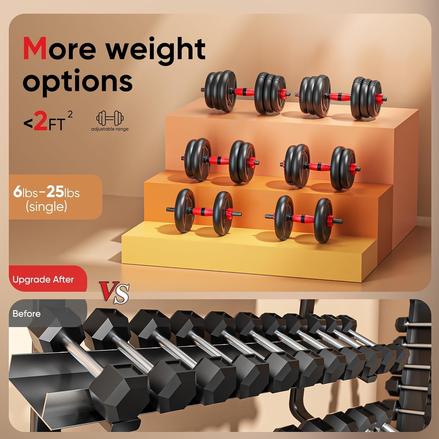 Detalle 2 de UNNMIIY Adjustable Dumbbells 90 lbs 🏋