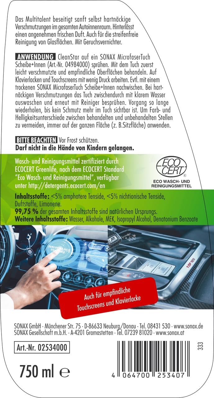 Detalle 2 de SONAX CleanStar Innenreiniger 750 ml