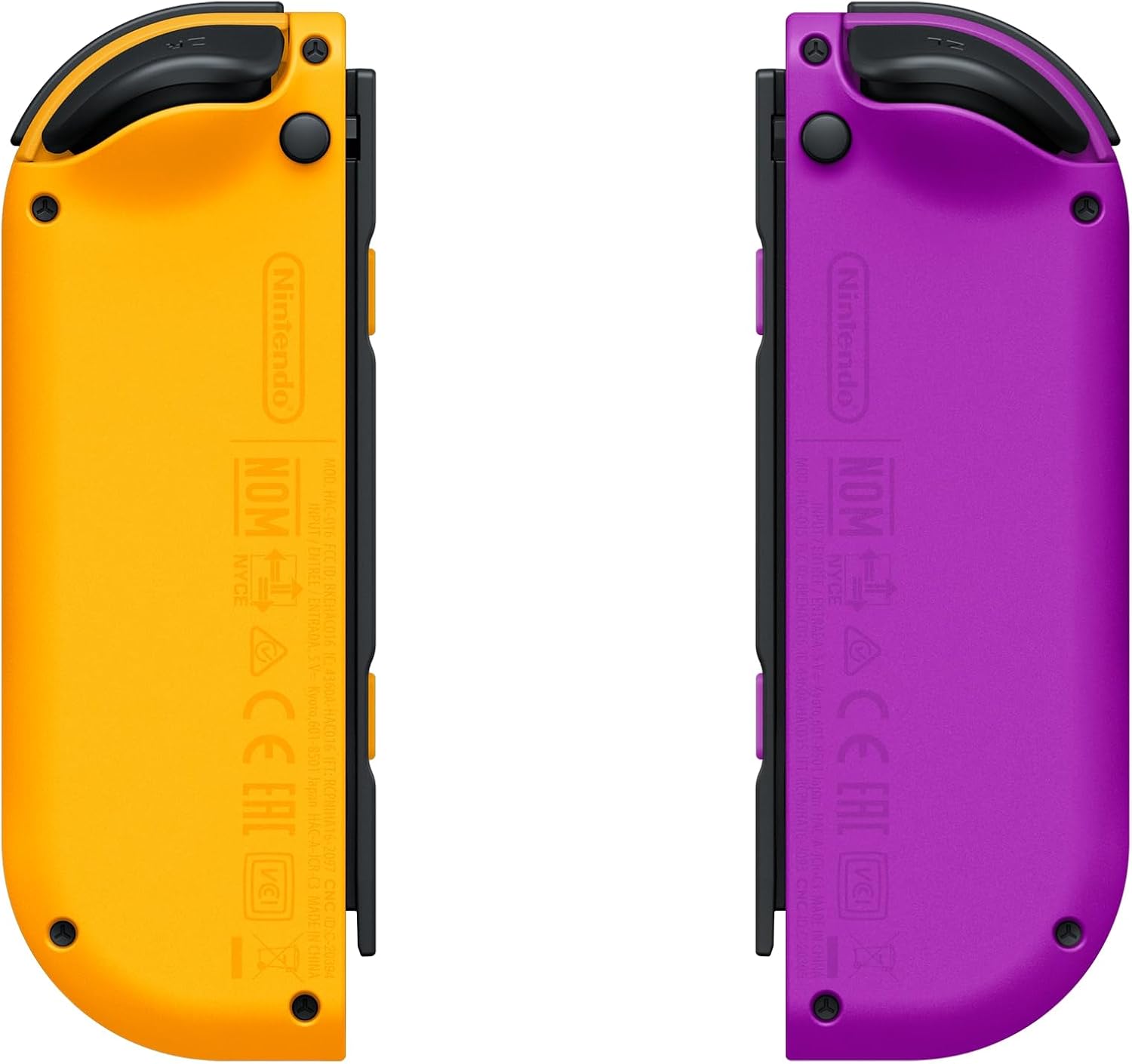 Detalle de Set Nintendo Joy-Con morado neón y naranja neón para Nintendo Switch con correas