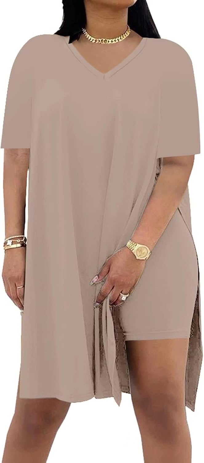 Detalle de Difanlv Plus Size Women 2 Piece Outfits Shorts Sets | Comfortable, Trendy Two-Piece Set for Lounge or Light Activity