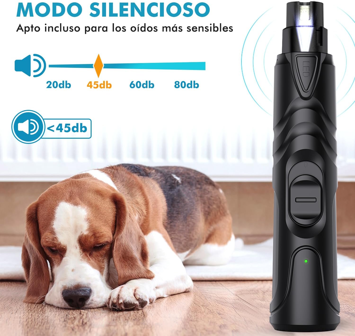 Detalle de ETENTOUS Lima Uñas Perro Eléctrica 2 velocidades