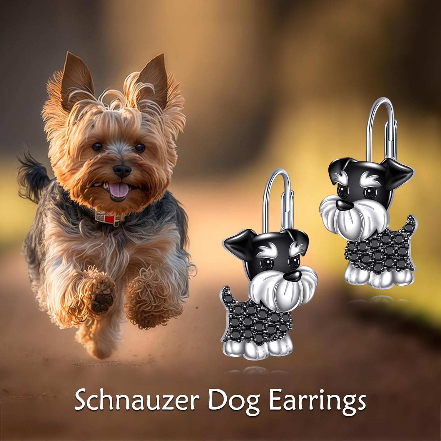 Detalle 2 de URONE Dog Earrings in 925 Sterling Silver with Leverback Closures