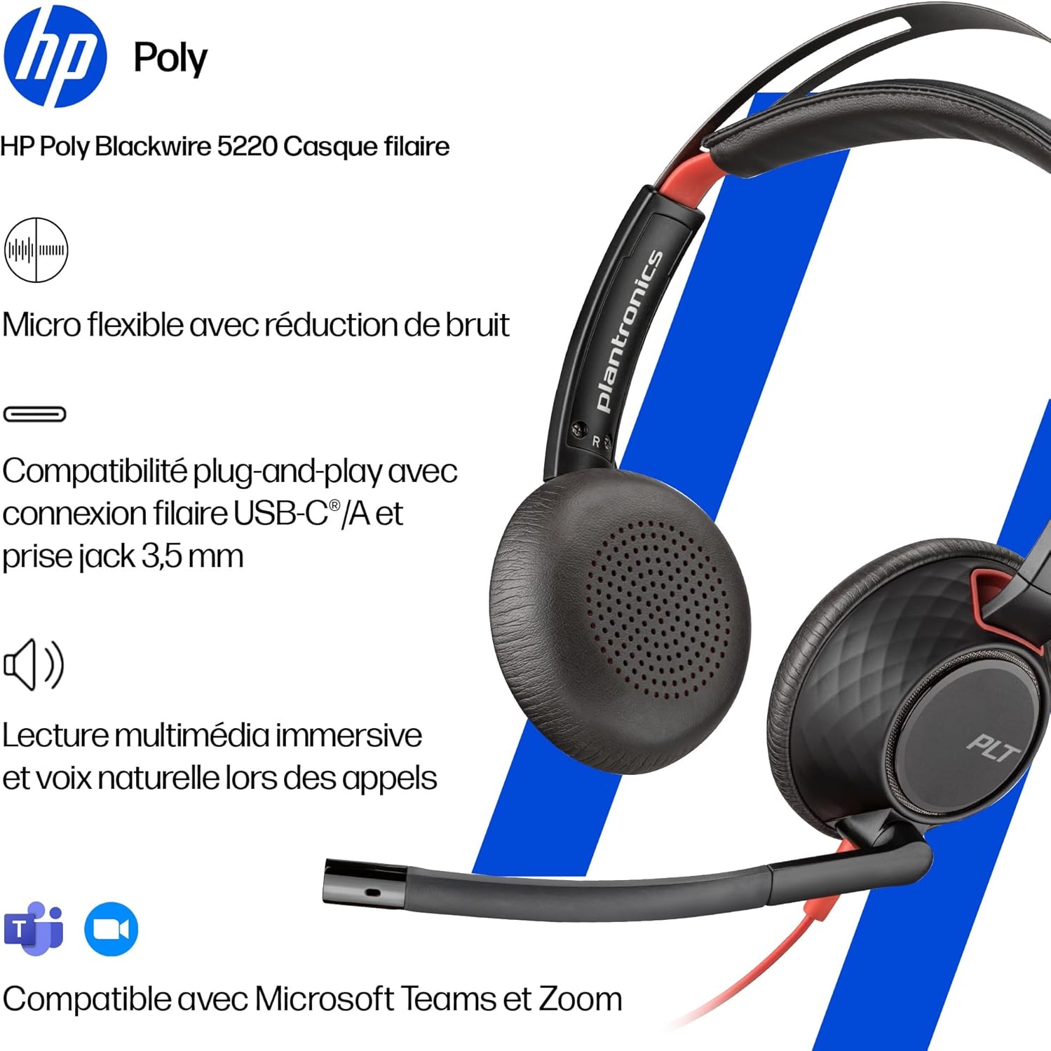 Thumbnail 2 de Poly Blackwire 5220 micro-casque filaire