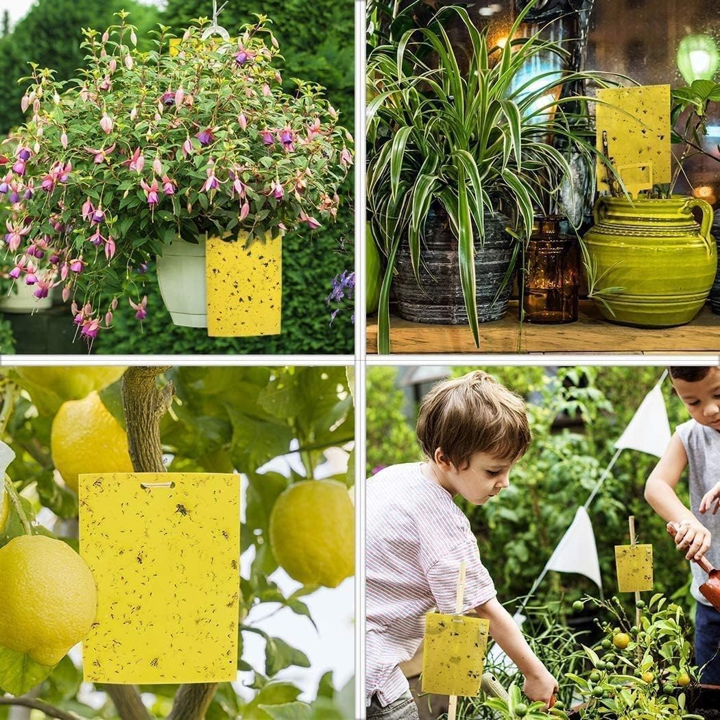 Detalle de BestTrap Yellow Sticky Fly Traps (Fly Paper Stickers) Dual-Side, 20-Pack (6x8 inches, twist ties included)