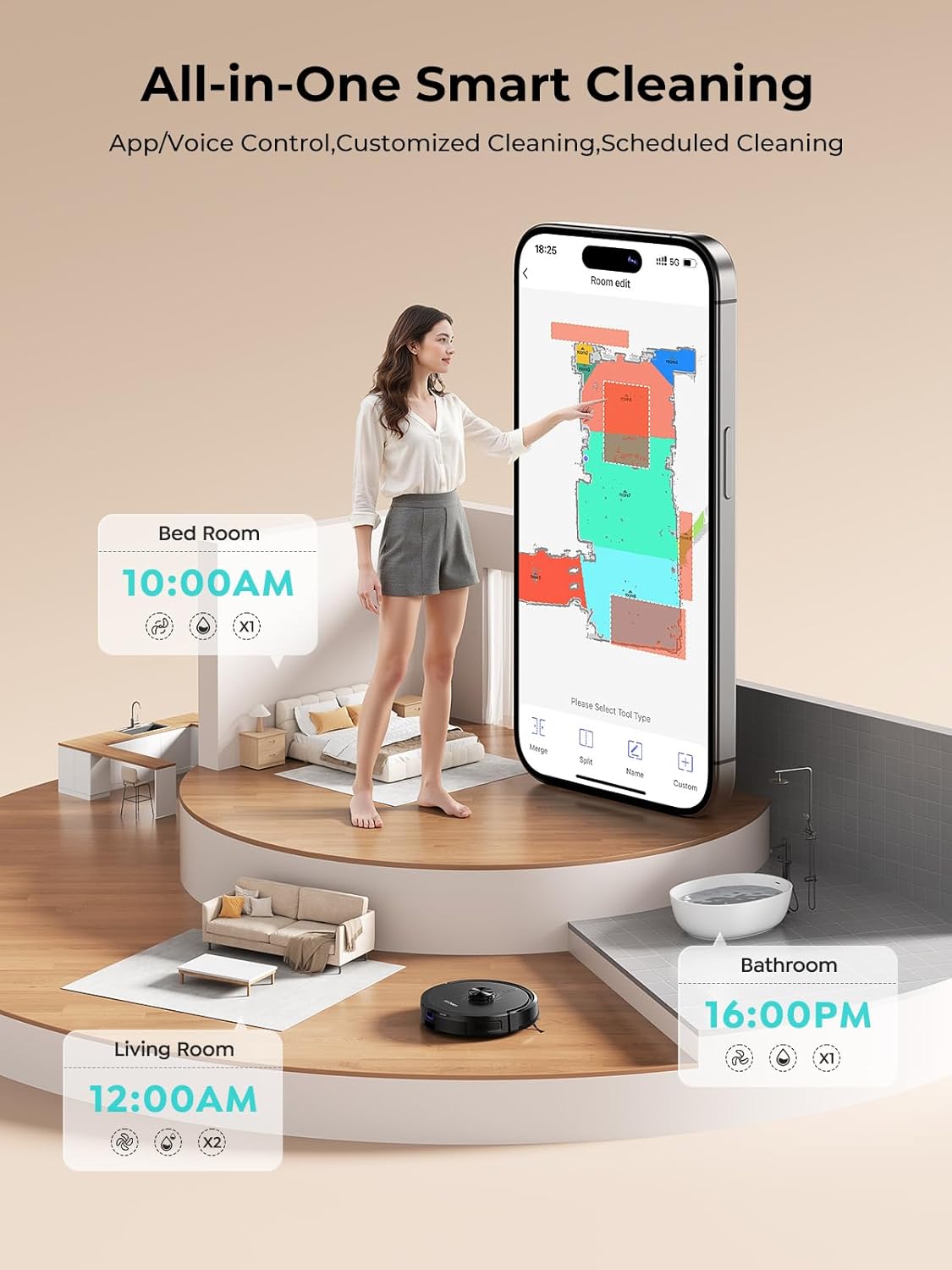 Thumbnail 6 de Q20 Ultra: Upgraded Bagless Robot Vacuum and Mop with Self-Emptying, LiDAR Navigation, and Smart Mapping
