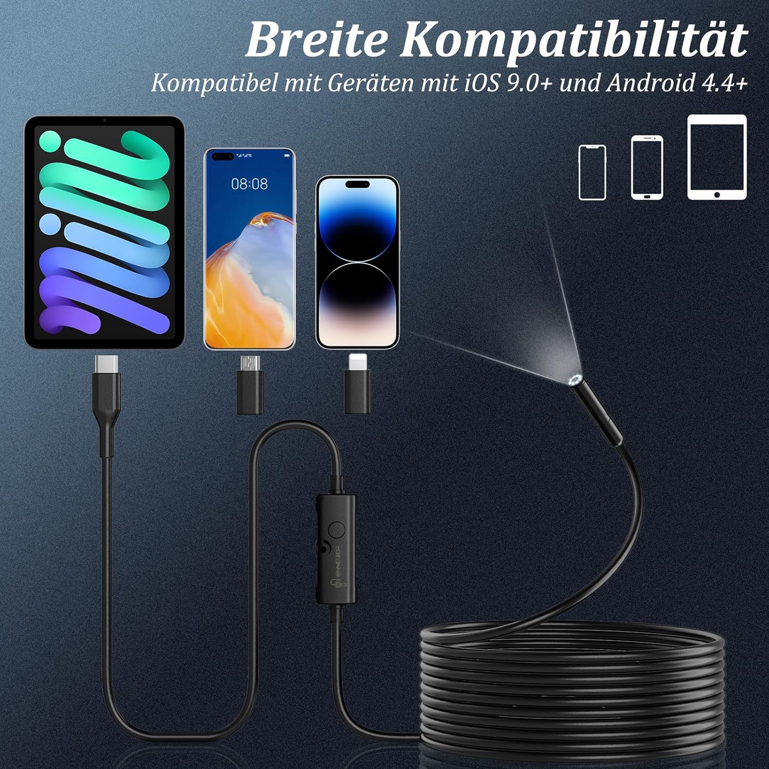 Thumbnail 5 de Endoskopkamera mit Licht 1920P HD-Rohrkamera 10m Kabel