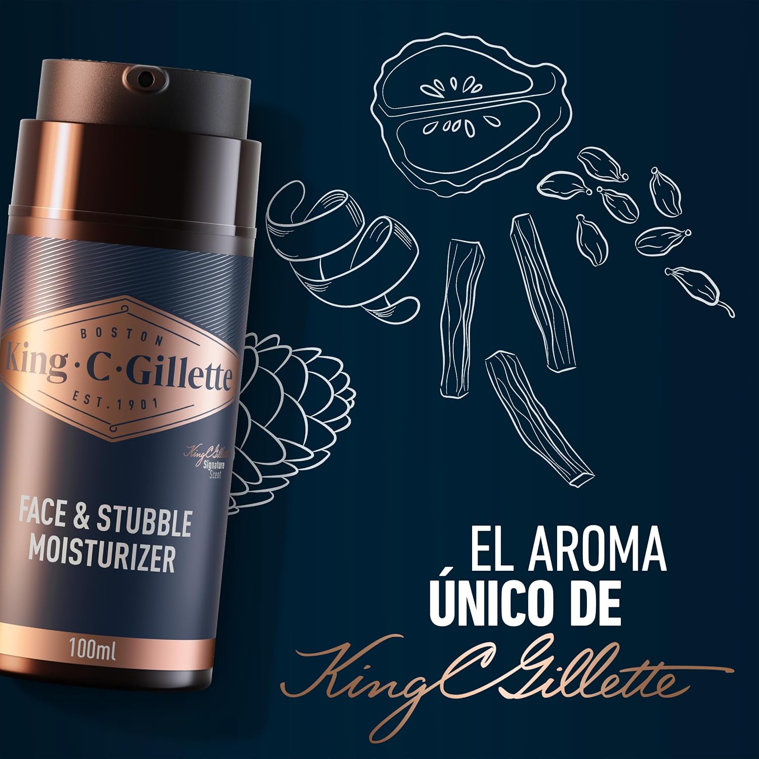 Detalle 2 de King C. Gillette Crema Hidratante Cara y Barba 100ml 💧