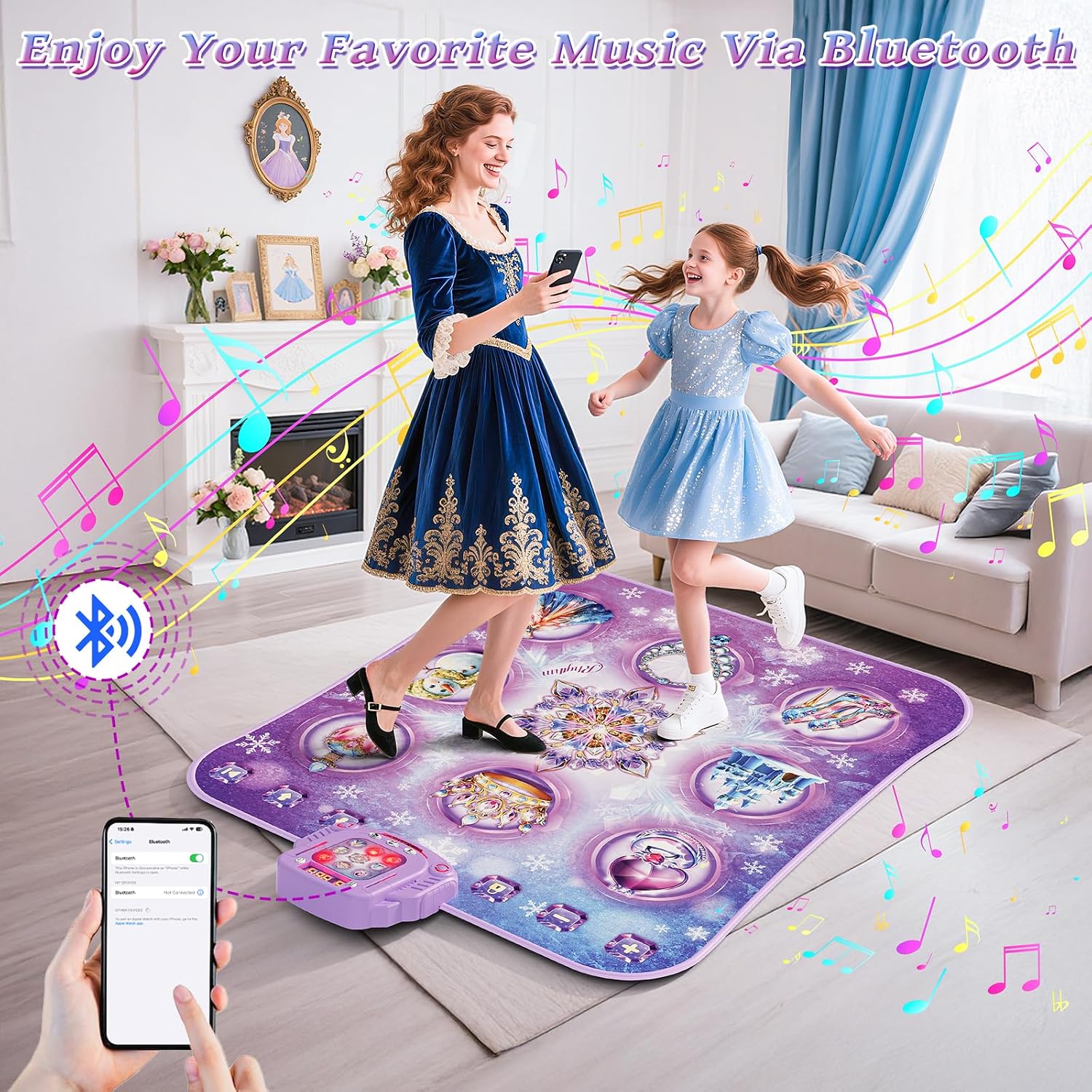 Detalle de Dance Mat Toy for Kids: Princess Themed Electronic Dance Pad with 8 Buttons