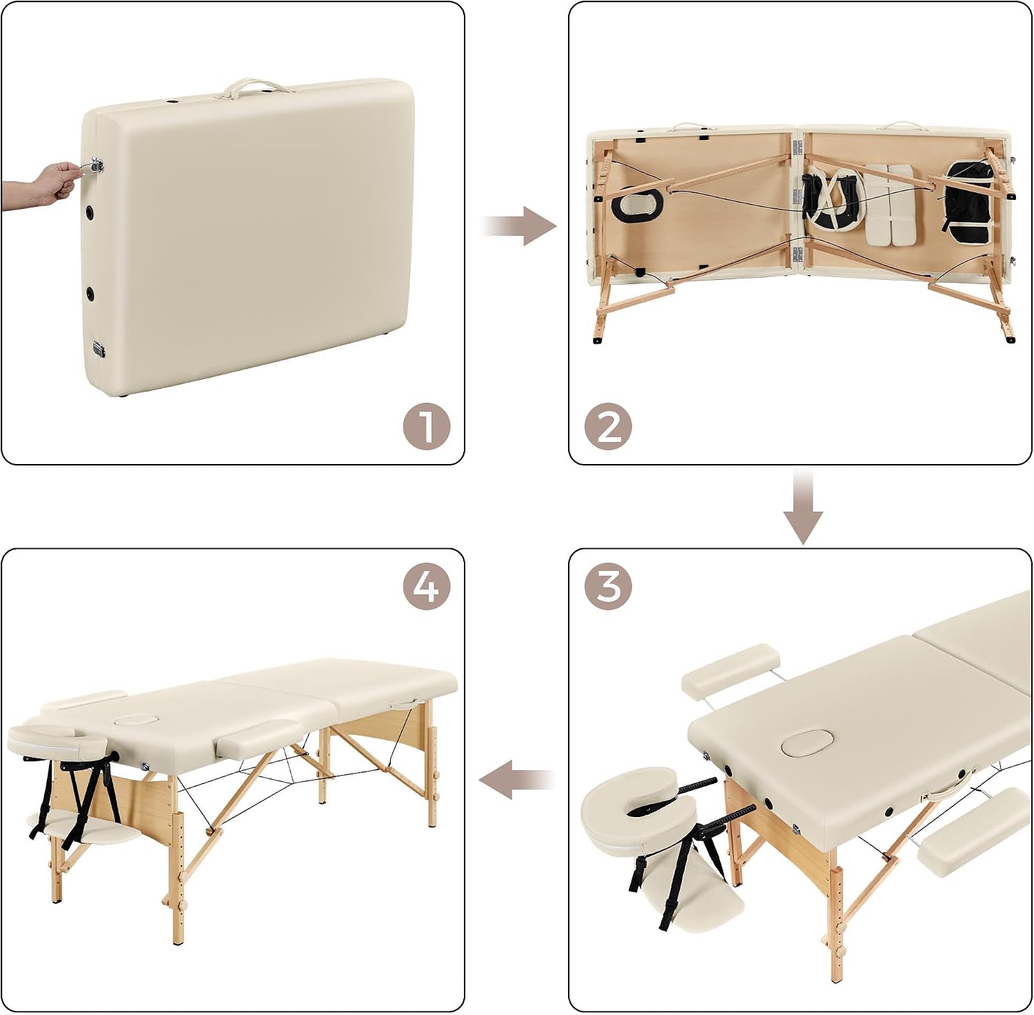 Detalle 1 de Yaheetech YTauet0001001 Folding Massage Table, 28-Inch Wide, Height-Adjustable