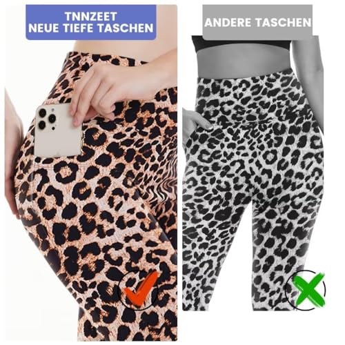 Detalle de TNNZEET High Waist Leggings Damen Leopard – elastische, weiche Leggings für Sport und Alltag (L-XL)