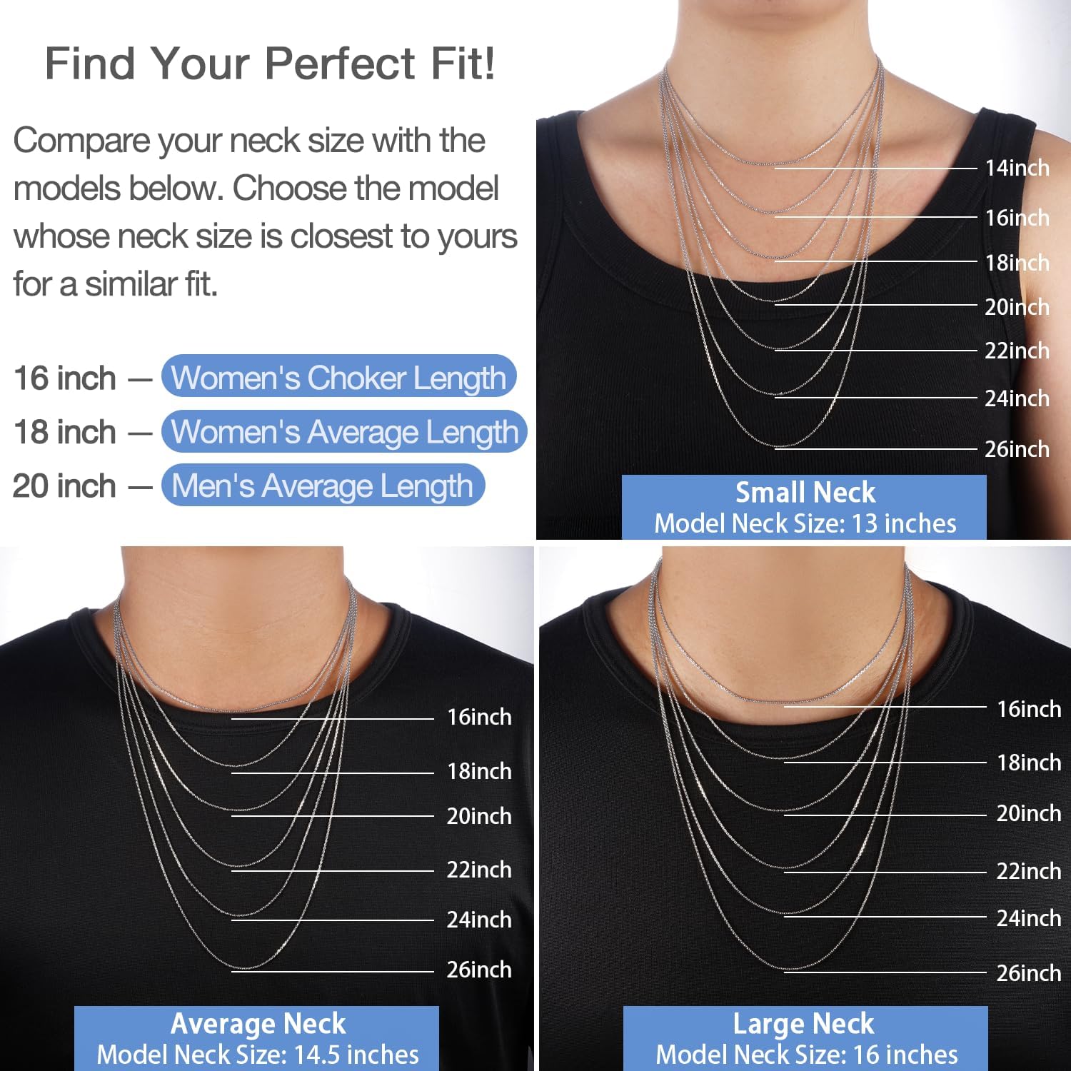 Detalle 2 de Jewlpire 18k Gold Plated 925 Silver Chain Necklace for Women — 1.1mm, 14–24 Inches