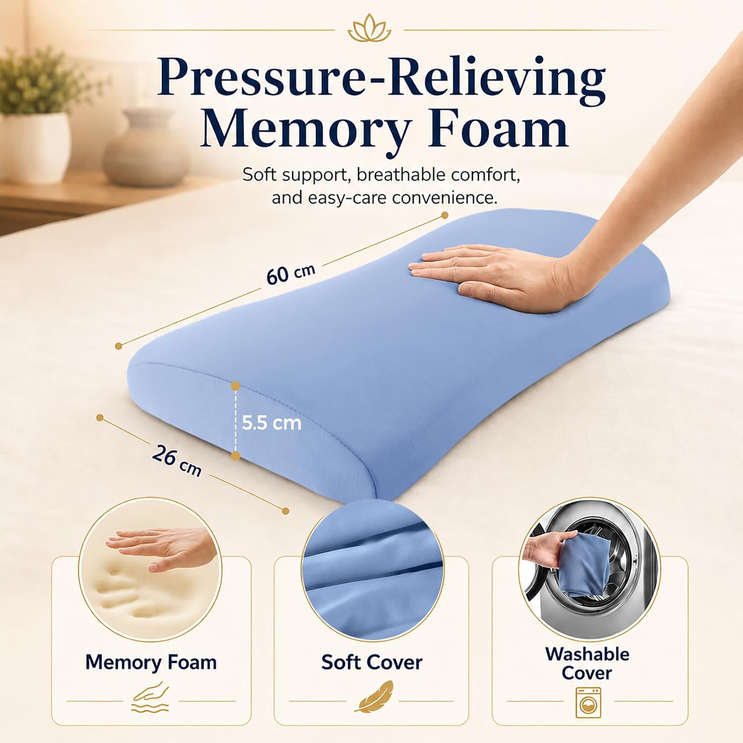Thumbnail 6 de Hydomi lumbar support pillow for bed relief back pain – memory foam waist bolster for side, back & stomach sleepers