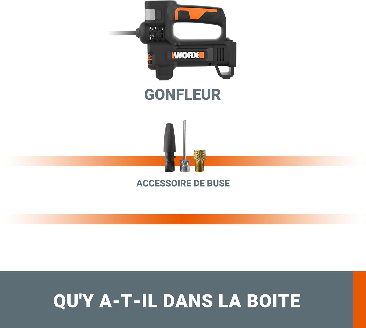 Thumbnail 5 de WORX Compresseur à Air Multifonction sans Fil 20V WX092.9 — 4 en 1, 150 PSI, lampe LED et mini-pompe portable