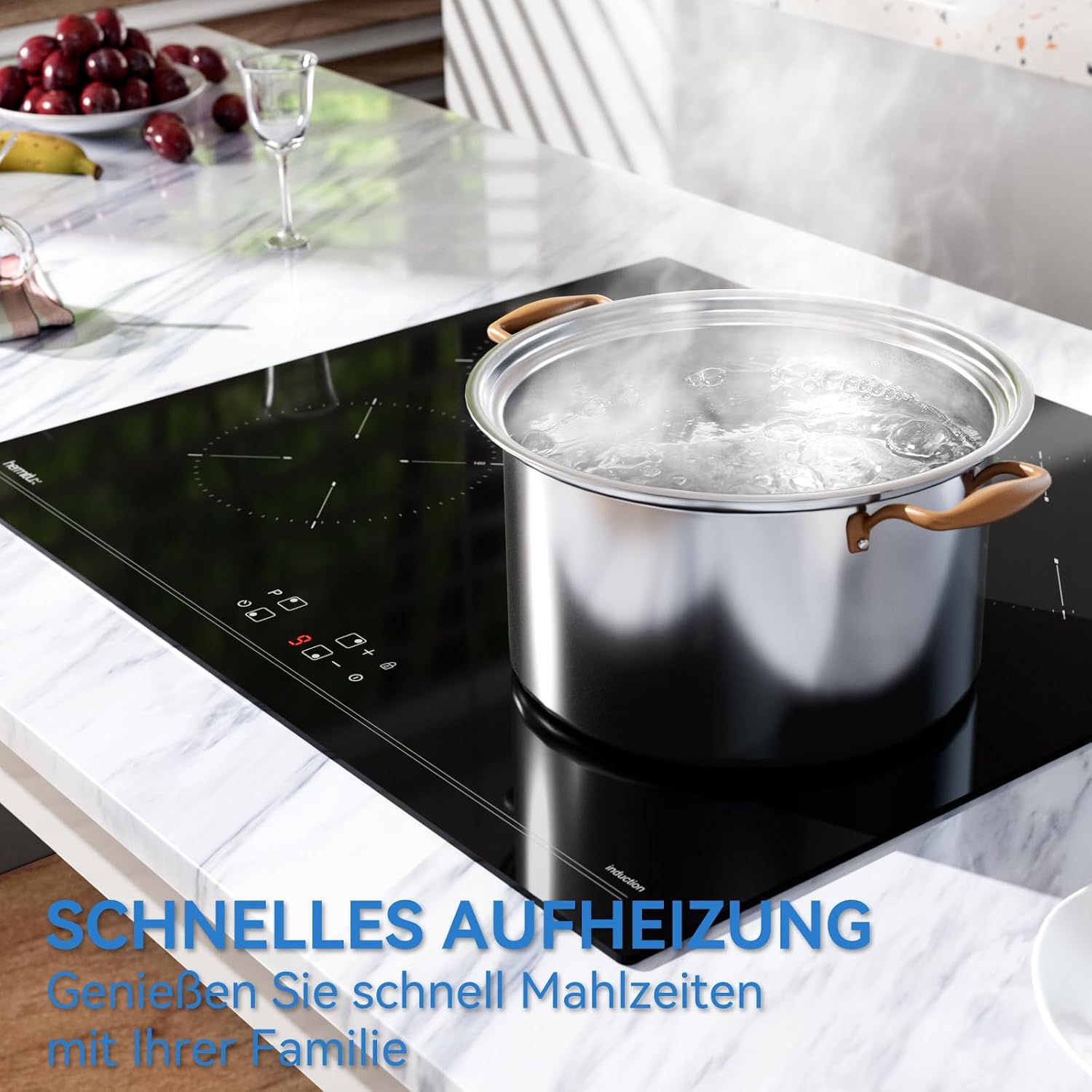 Thumbnail 6 de Hermitlux Induktionskochfeld 60 cm mit 4 Zonen, Booster & Touch-Bedienung (9 Leistungsstufen)