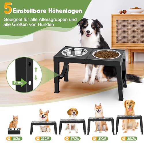 Thumbnail 1 de X XBEN Ciotole Rialzate per Cani di Tutte le Taglie: 5 Altezze, 2 Ciotole Inox 1200 ml, Pieghevoli e Antiscivolo