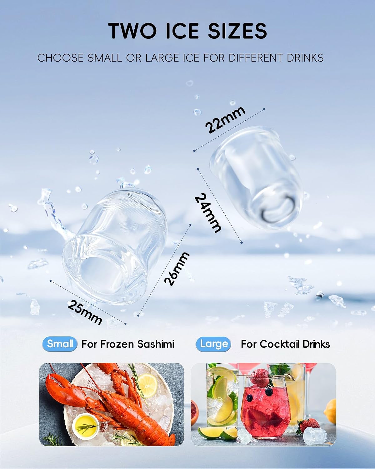 Detalle de ecozy Ice Maker Machine Countertop: Compact, colourful interface with fast ice