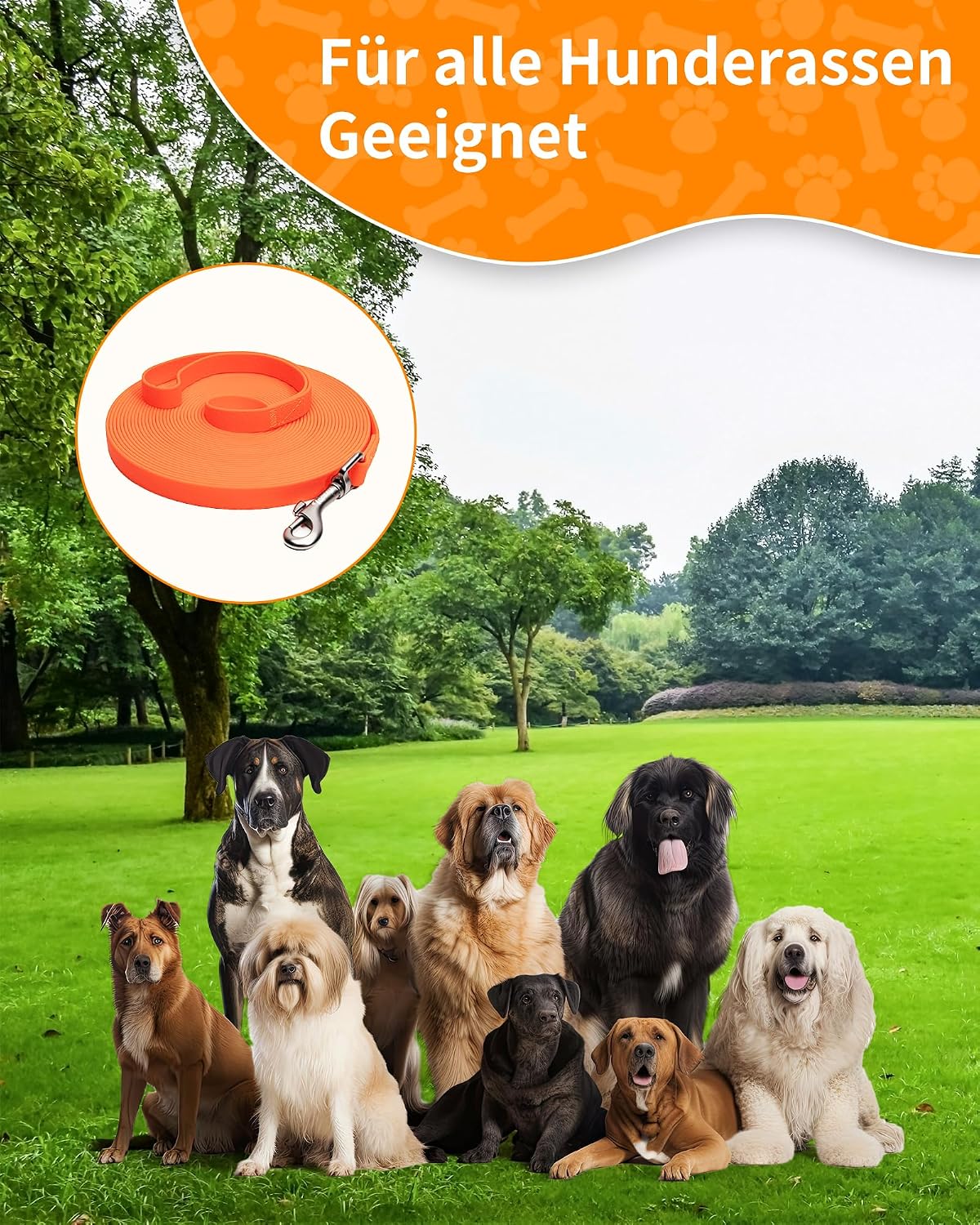 Thumbnail 6 de Toozey Schleppleine Hund 5–20 m Neon Orange
