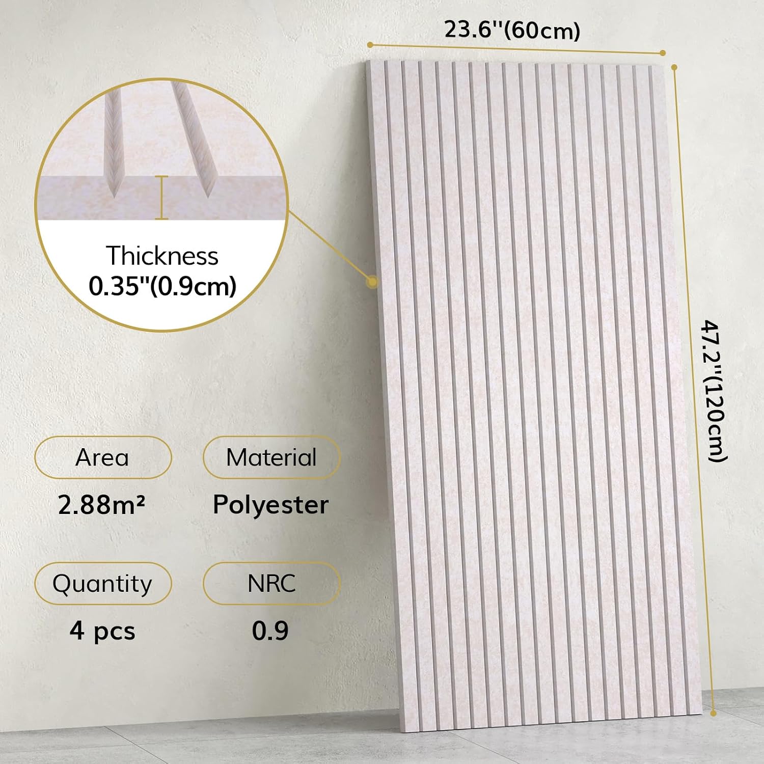 Detalle 2 de TONOR EW24340.01CA.V1.M01 4-Pack Acoustic Panels, Self-Adhesive, Light Camel