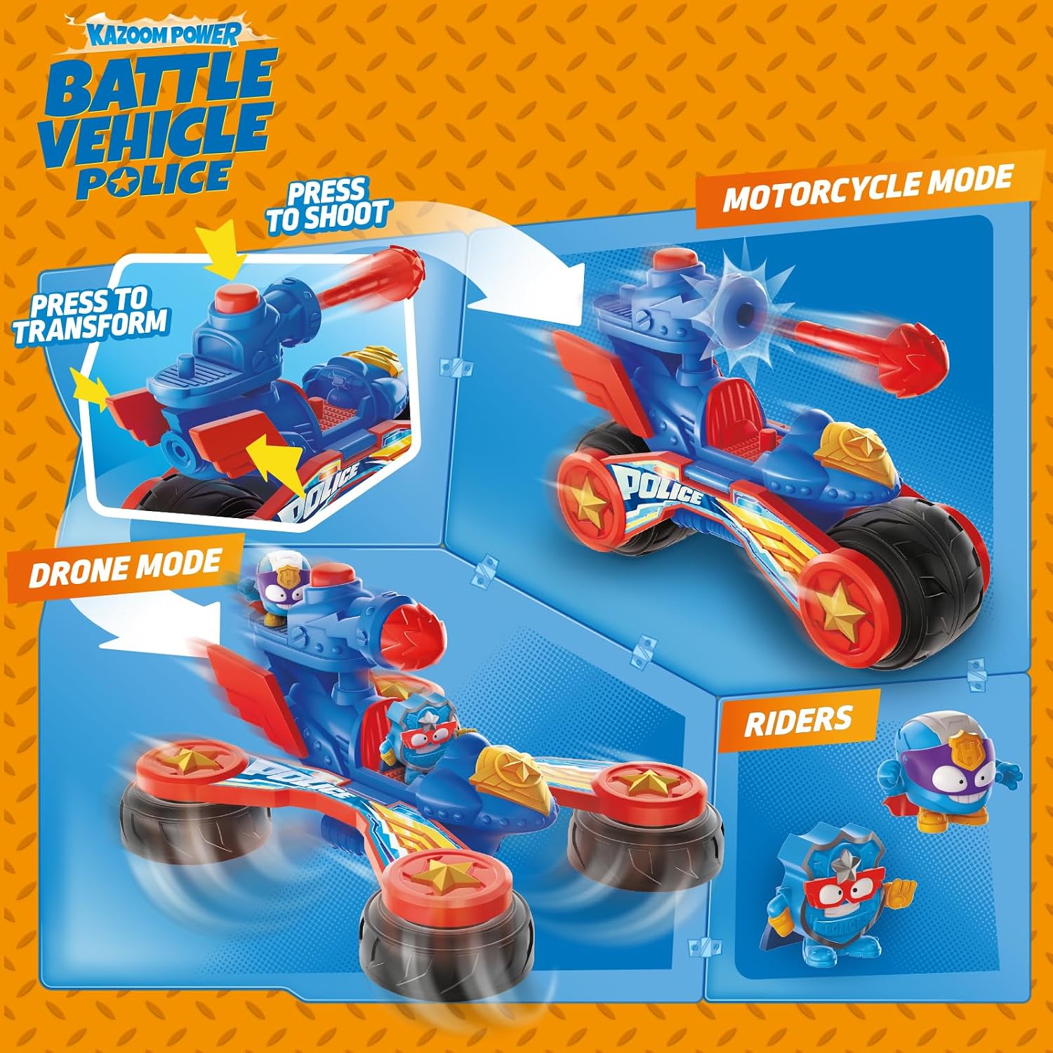Thumbnail 5 de SUPERTHINGS Battle Vehicle Police 8431618043790 – pojazd z chwytakiem i wyrzutnią