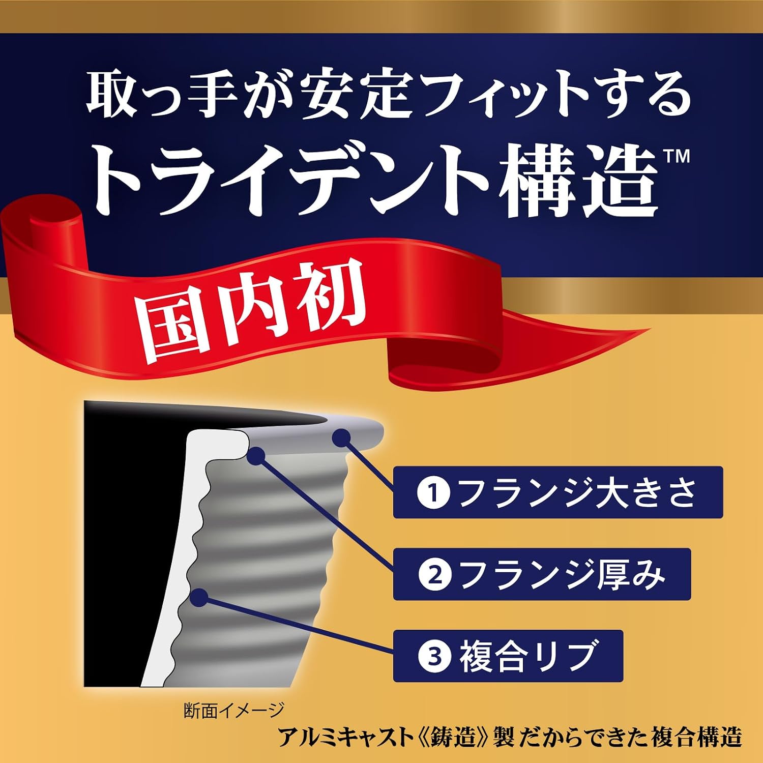 Detalle 1 de 北陸アルミ CAST VARIUS A-3113 取っ手が取れるフライパン 28cm・ガス火専用
