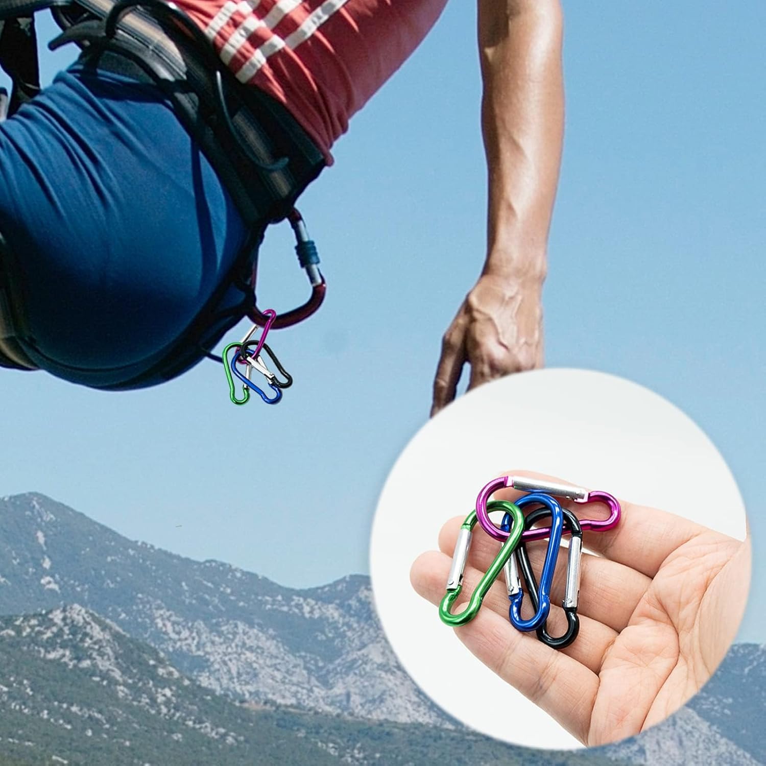 Detalle de 10 Pcs Carabiner Clip 46mm Multicolor Locking Key Chain Clips