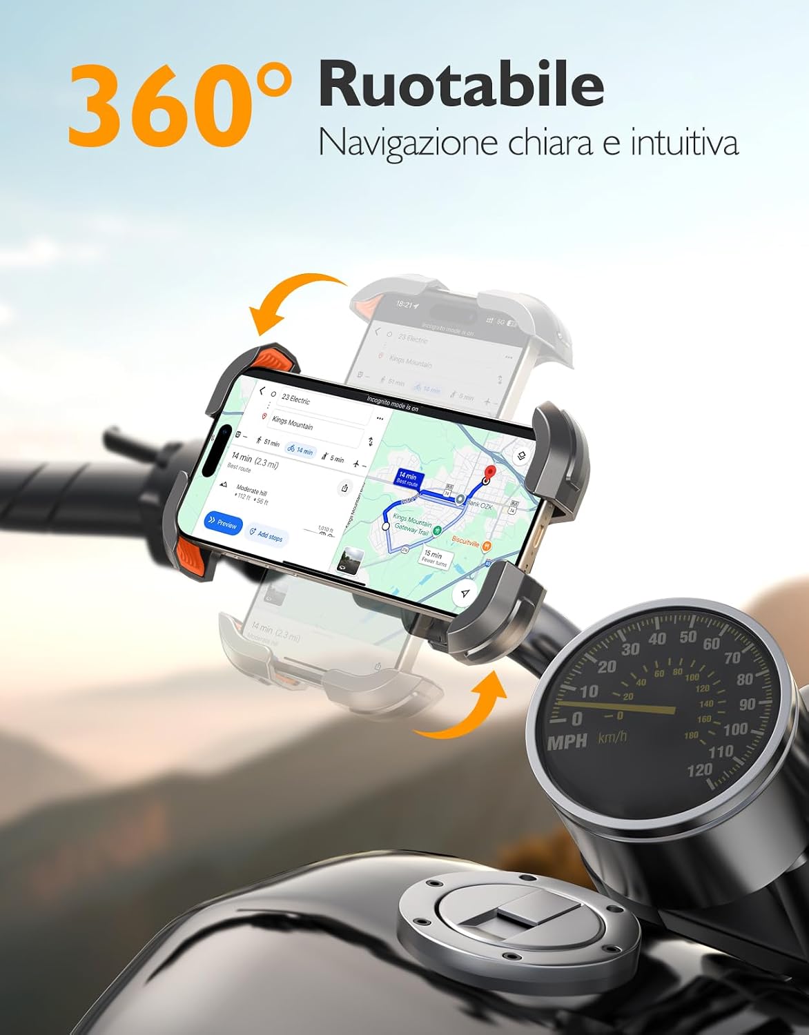 Thumbnail 4 de Rolgno Porta Cellulare Moto — Supporto manubrio 360° con assorbimento Vibrazioni e installazione senza attrezzi