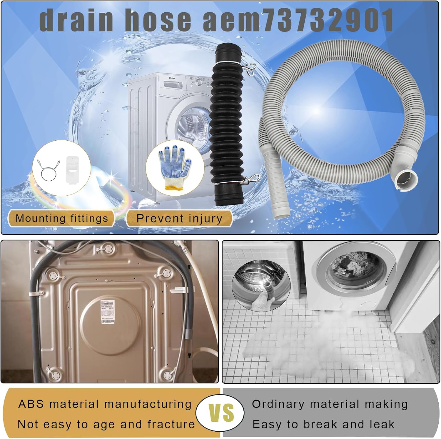 Detalle de AEM73732901 AEM73213001 Washer Drain Hose for LG and Kenmore Top-Load Washers
