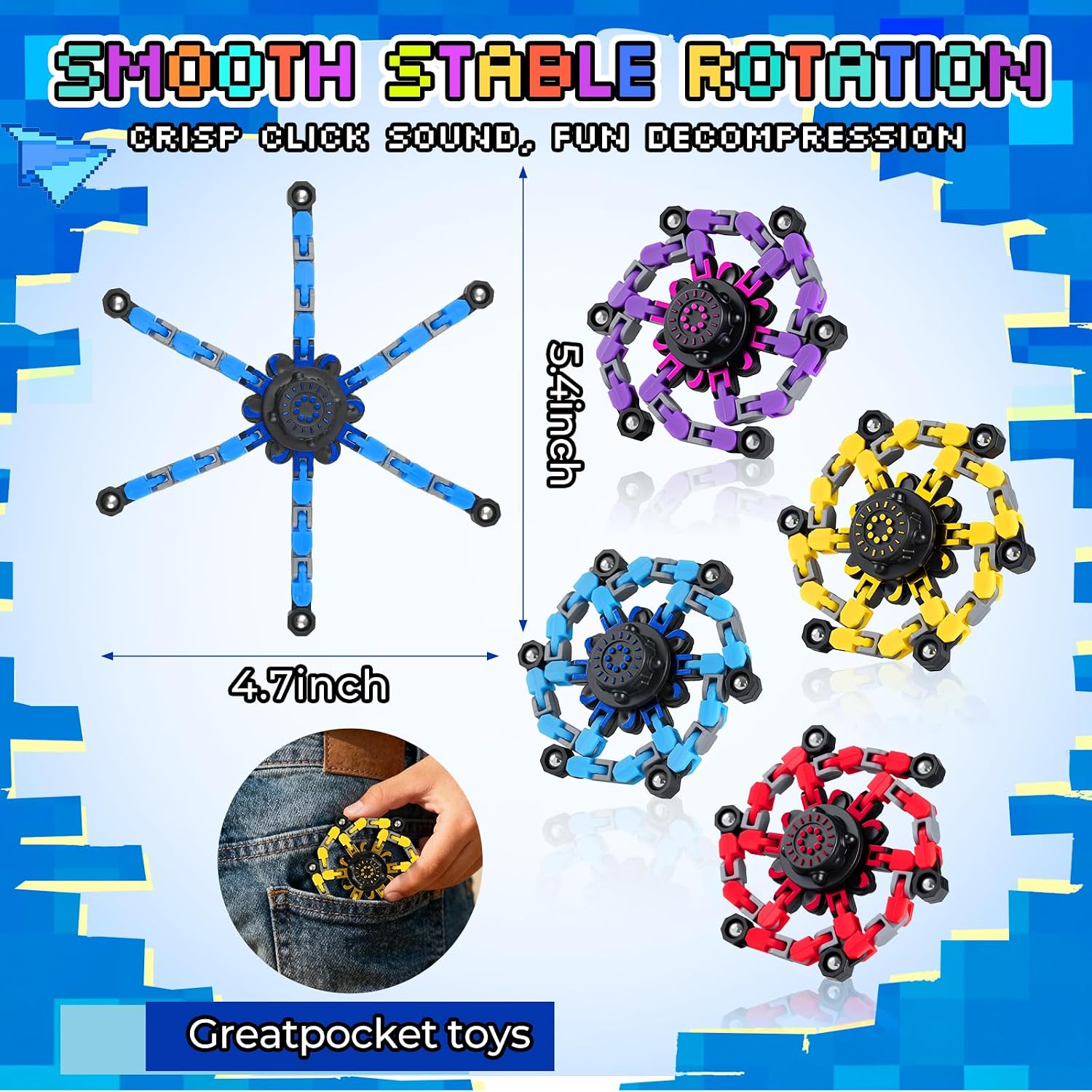 Detalle de FGYLYOX Transformable Robot Fidget Spinners, 12-Pack in Assorted Colors