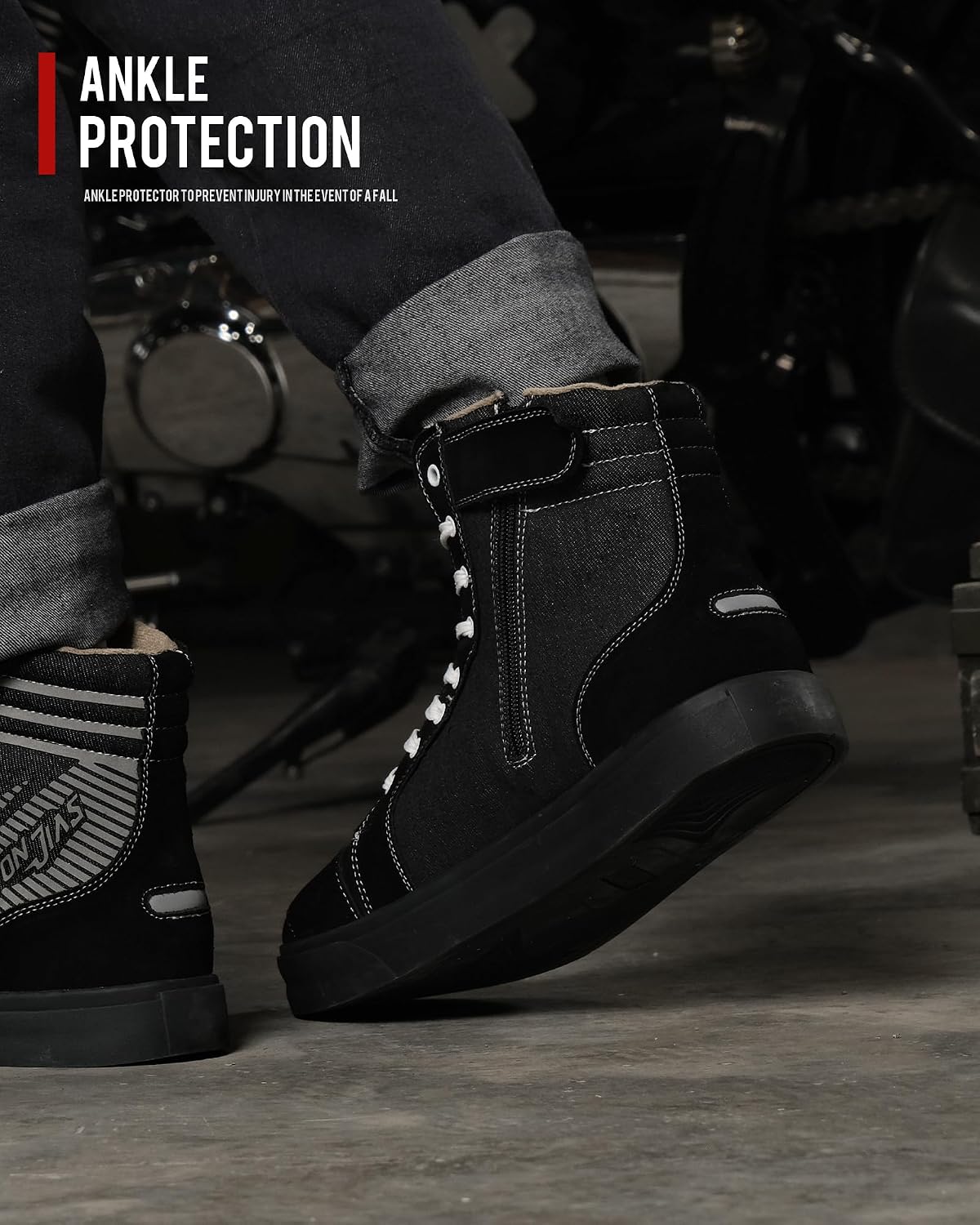 Thumbnail 1 de IRON JIA'S Bottes de moto homme street casual, antidérapantes et respirantes avec fermeture éclair latérale
