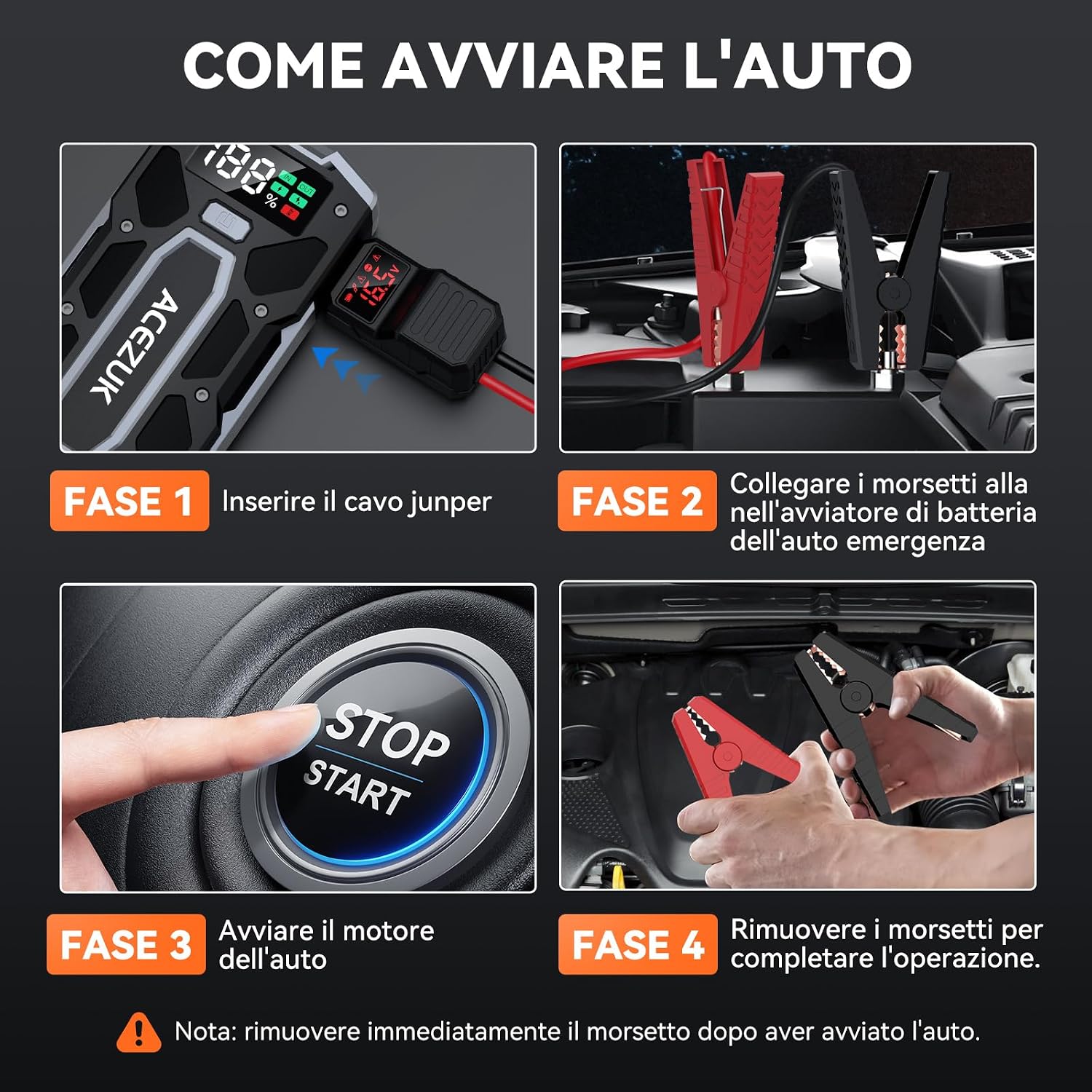 Thumbnail 6 de ACEZUK Avviatore Batteria Auto M02 da 9000 A: Avvio di Emergenza per Auto, Moto e Oltre