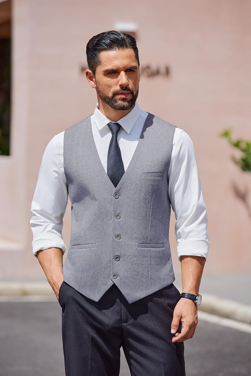 Thumbnail 1 de COOFANDY Gilet Classique Gris - Gilet de soirée élégant