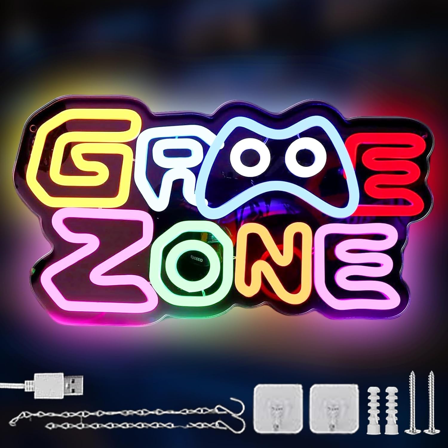 Detalle de BAIFULAI WK917 Game Zone LED-neonbord, USB, meerkleurig en dimbaar