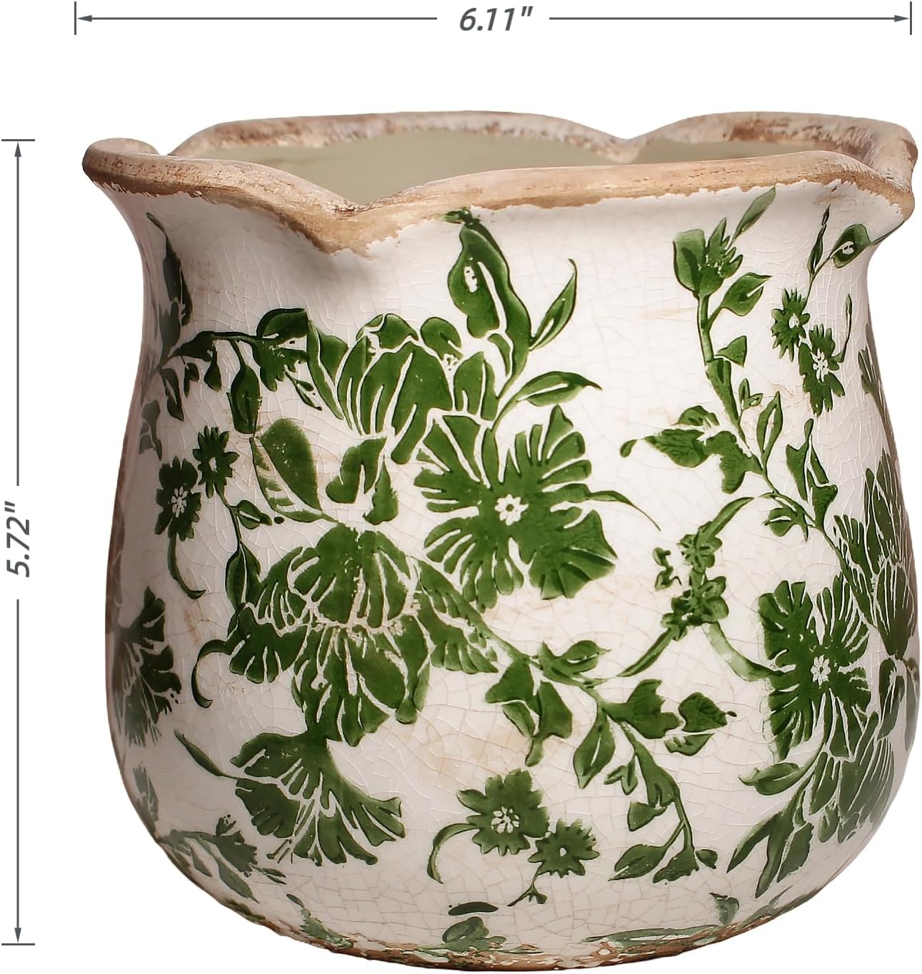Thumbnail 3 de Xiaan Jiaju Tuscan Ceramic Planter, Green 6.11-inch Vase with Drainage