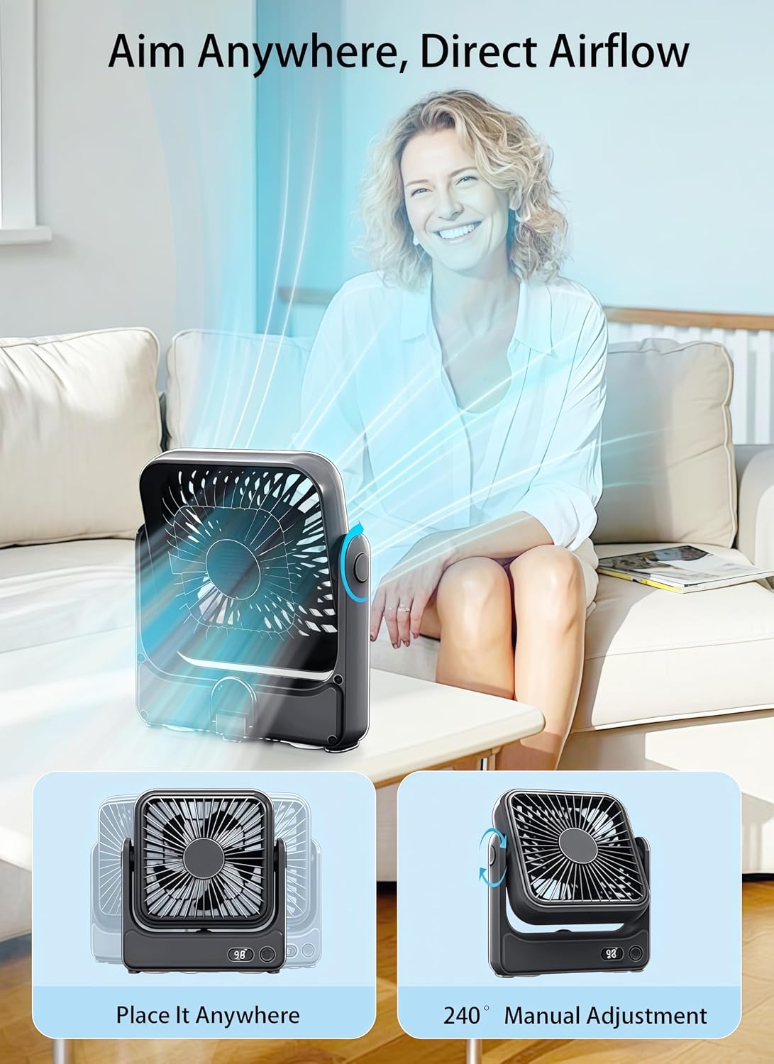 Thumbnail 6 de Magnetic Travel Fan, 5000mAh Ultra-Slim — Cruise‑Certified Portable Fan for Sleep, Travel & Camping
